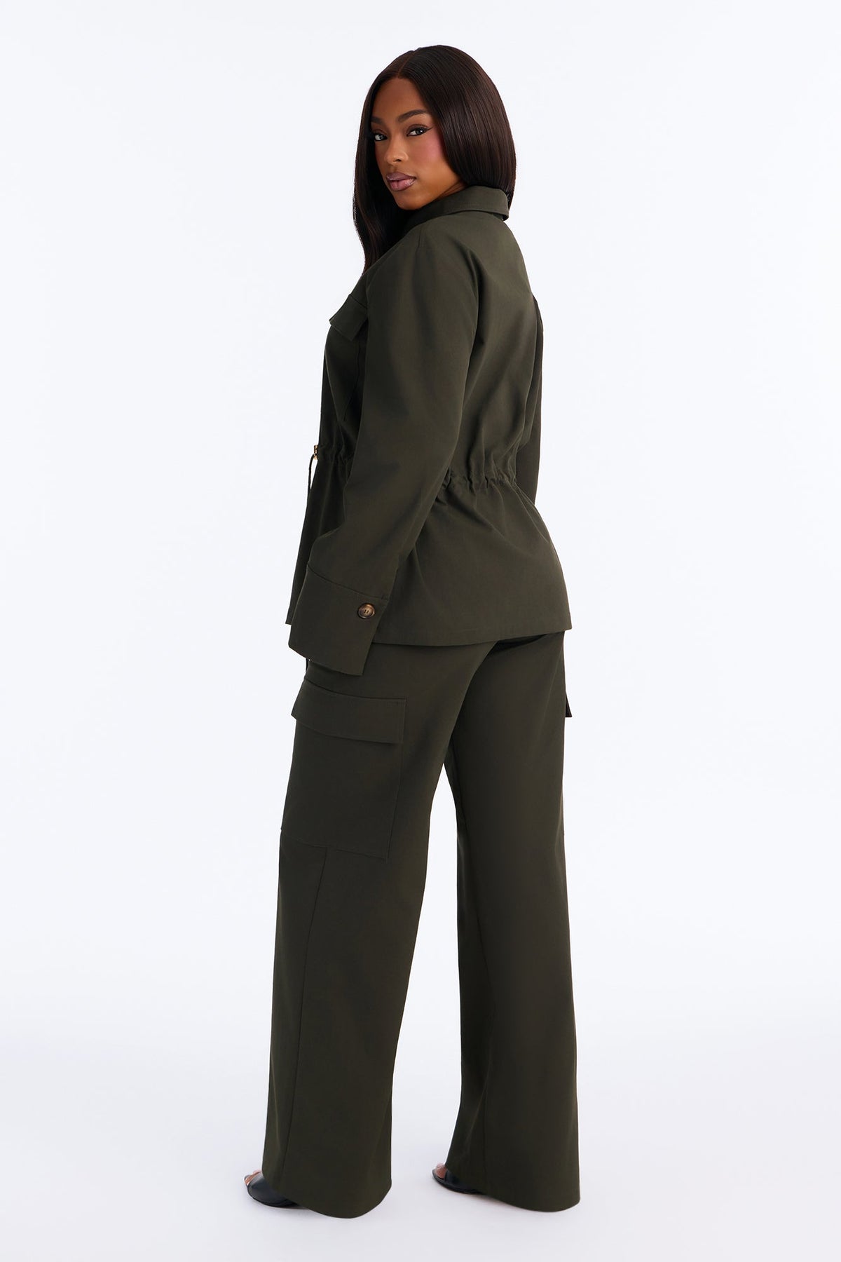 Helena Cargo Cinched Pant Set - Olive