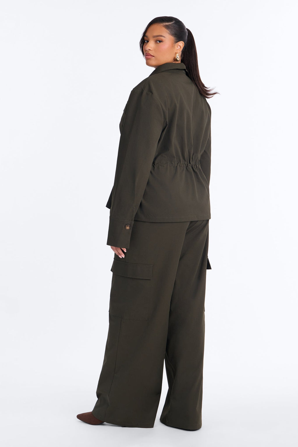 Helena Cargo Cinched Pant Set - Olive