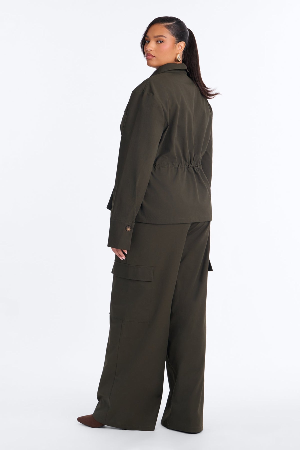 Helena Cargo Cinched Pant Set - Olive