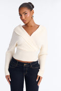 Honest Feelings Surplice Pullover Sweater - Ivory