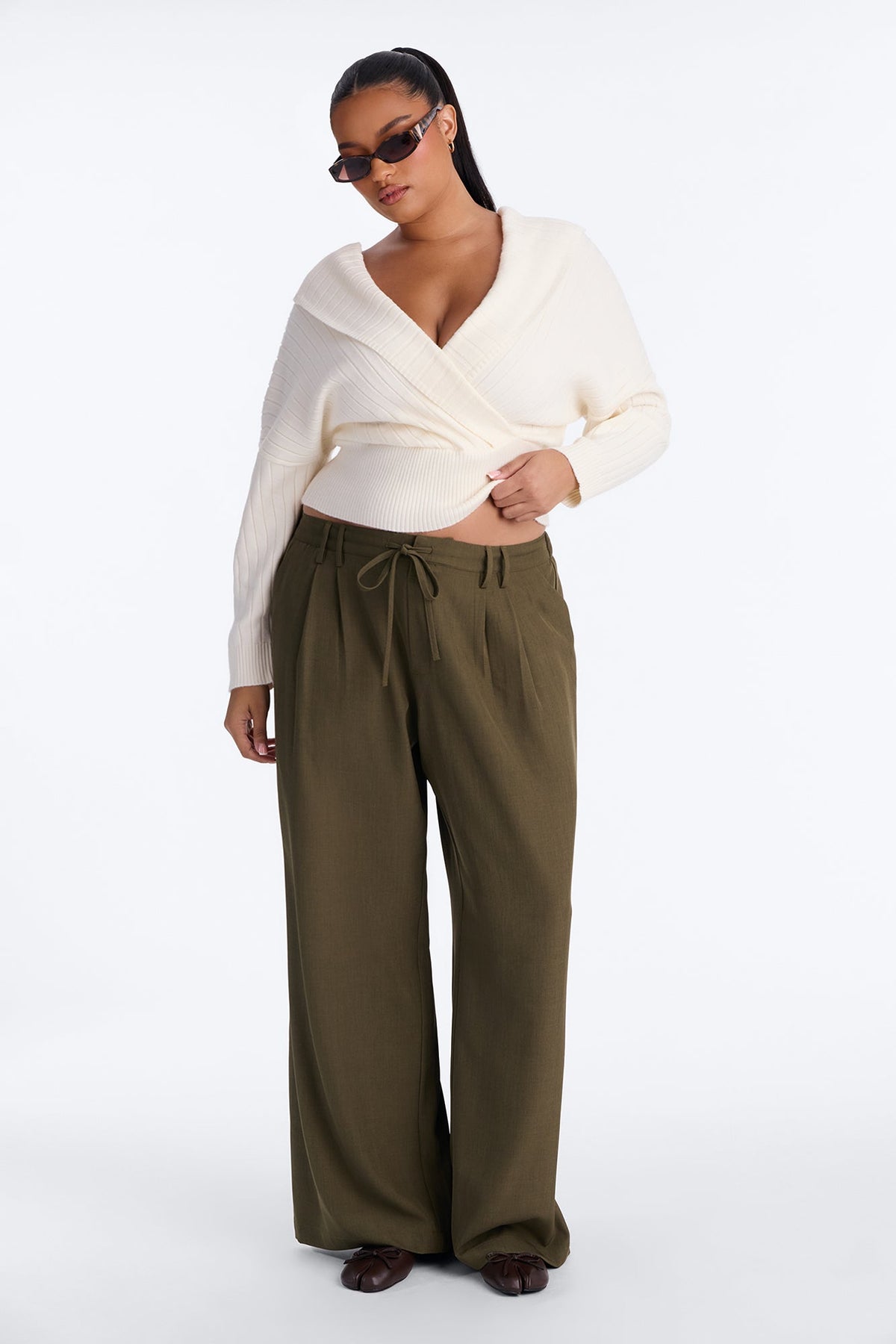 Honest Feelings Surplice Pullover Sweater - Ivory