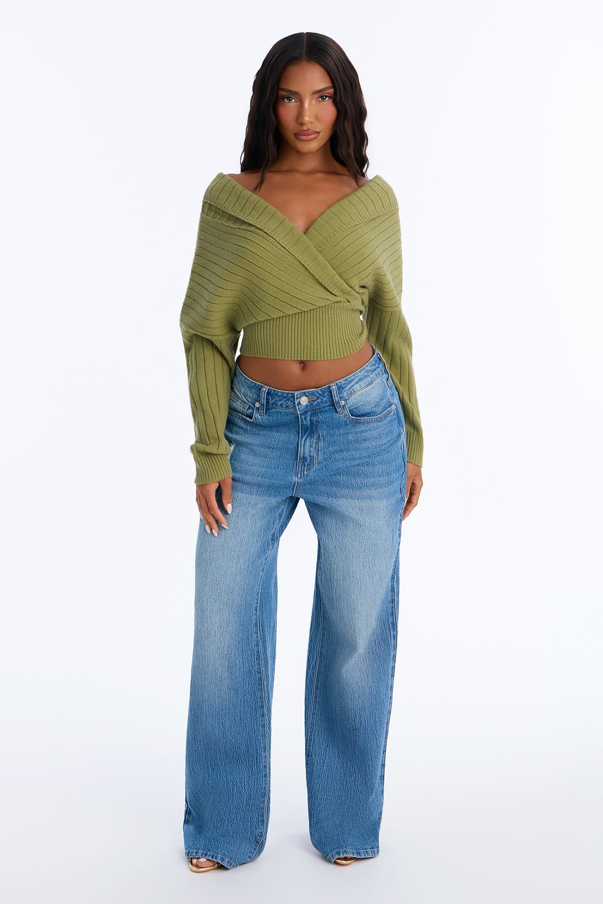 Honest Feelings Surplice Pullover Sweater - Sage