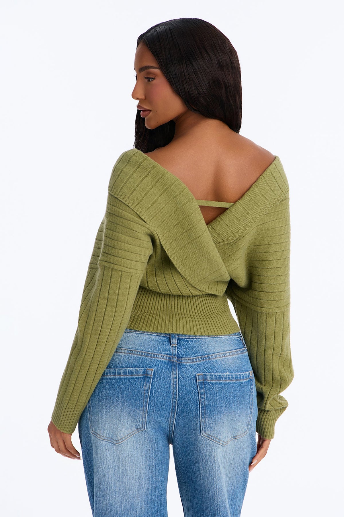Honest Feelings Surplice Pullover Sweater - Sage