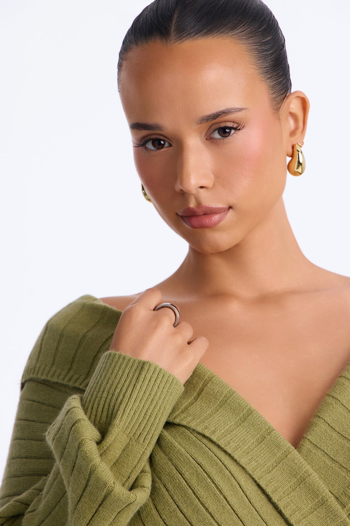 Honest Feelings Surplice Pullover Sweater - Sage