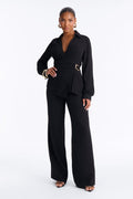 Paulina Airflow Buckle Pant Set - Black