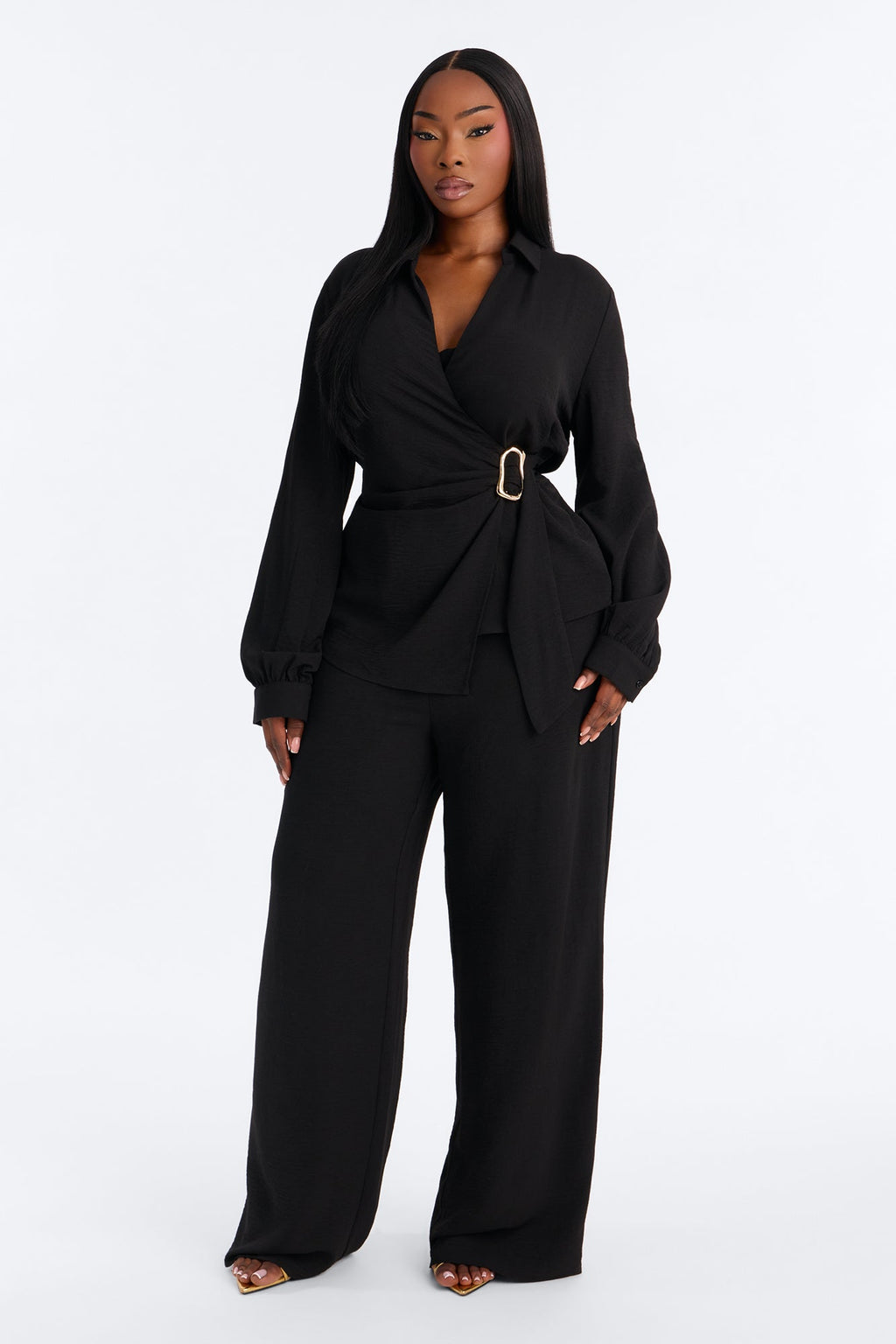 Paulina Airflow Buckle Pant Set - Black