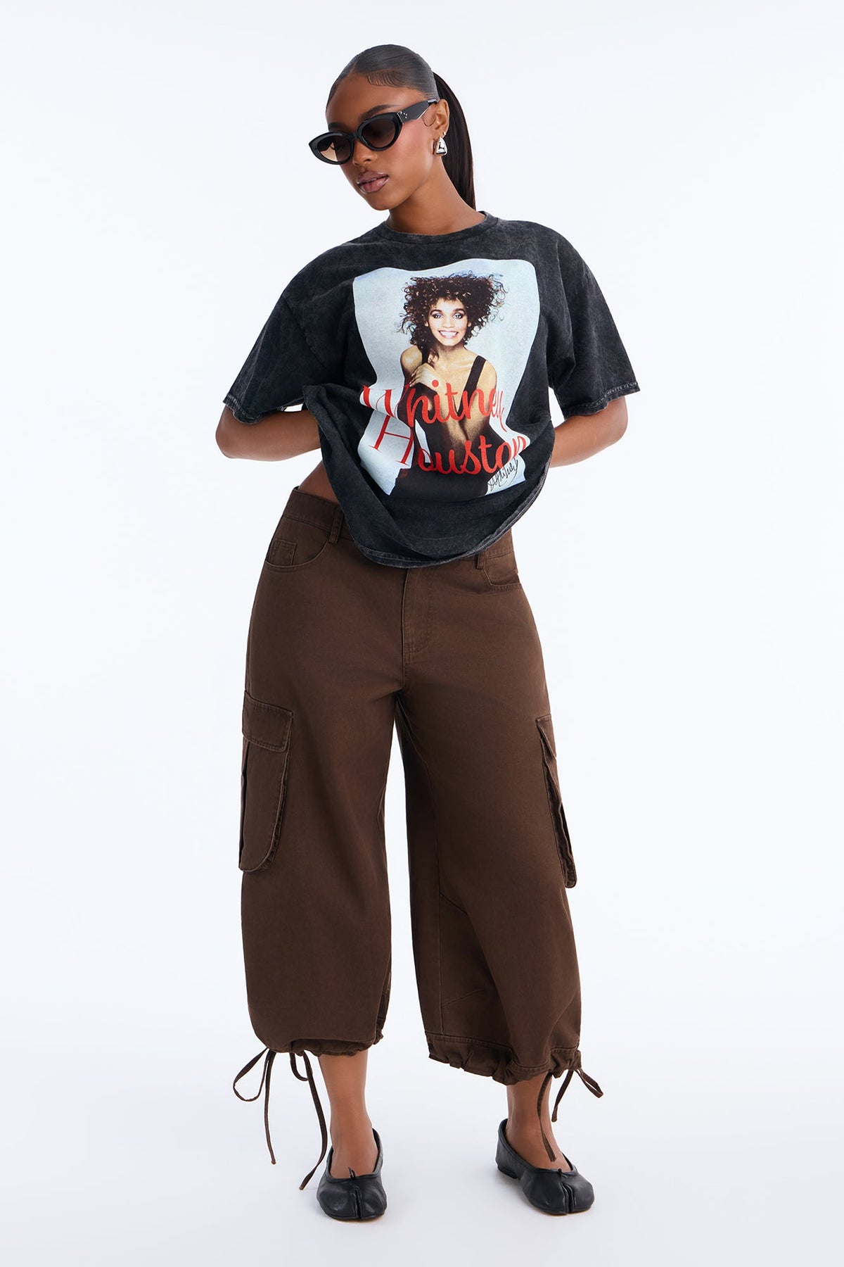 Whitney Houston Diva Washed Tee - Black