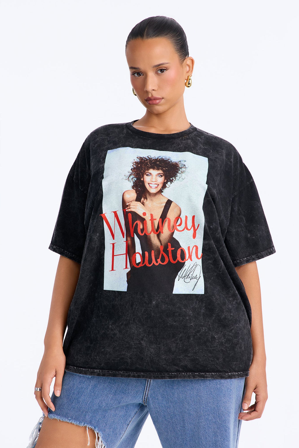 Whitney Houston Diva Washed Tee - Black