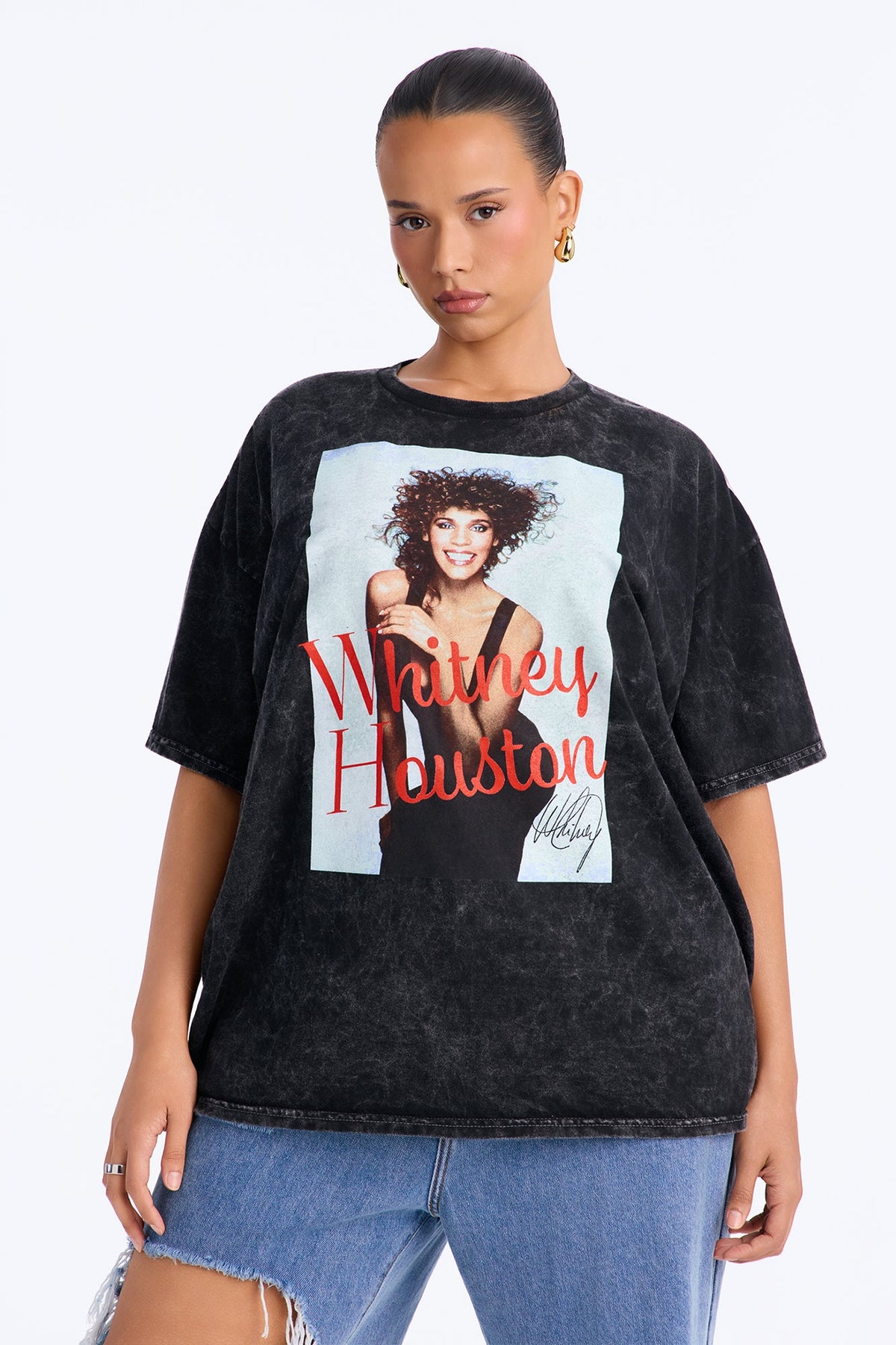 Whitney Houston Diva Washed Tee - Black