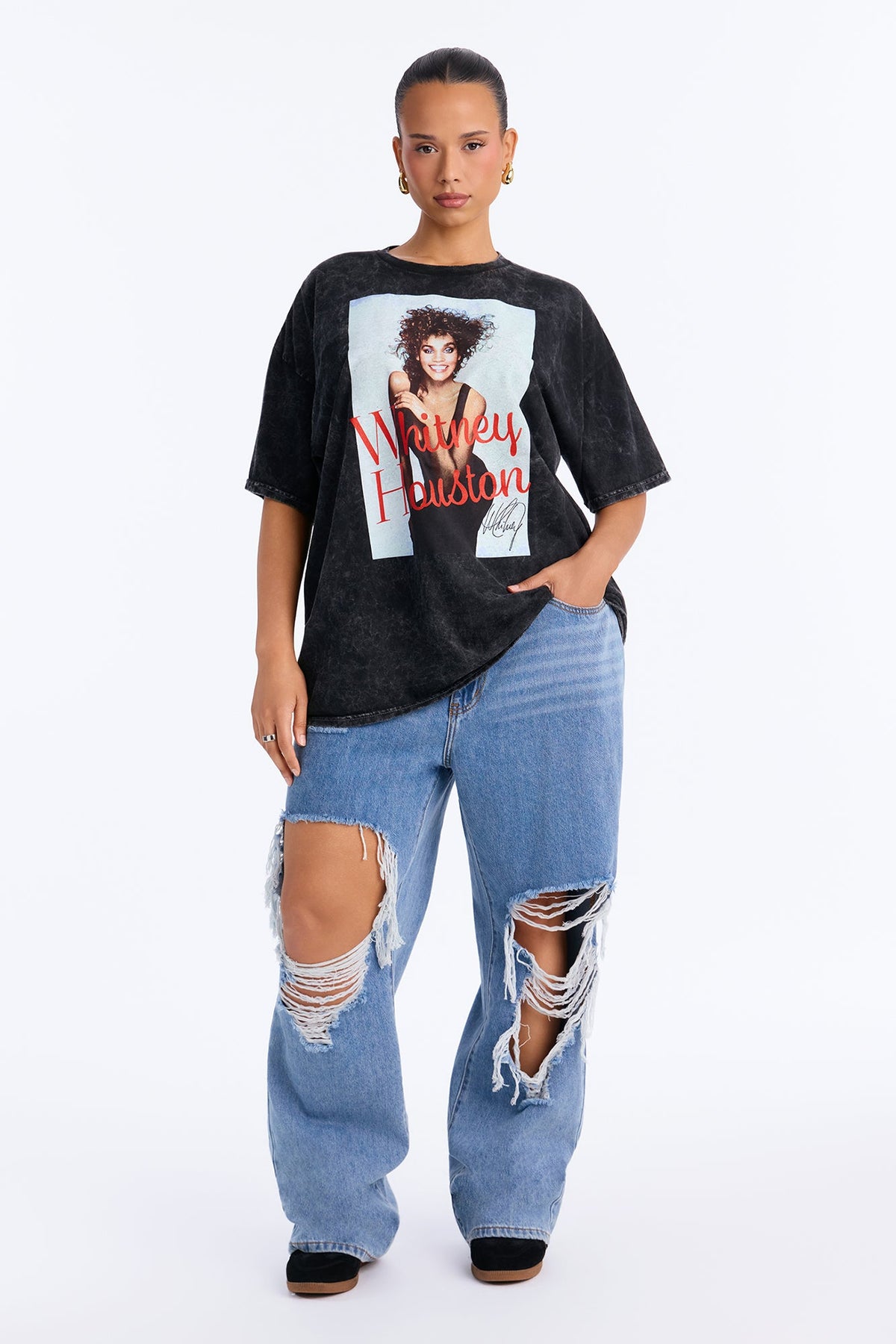 Whitney Houston Diva Washed Tee - Black