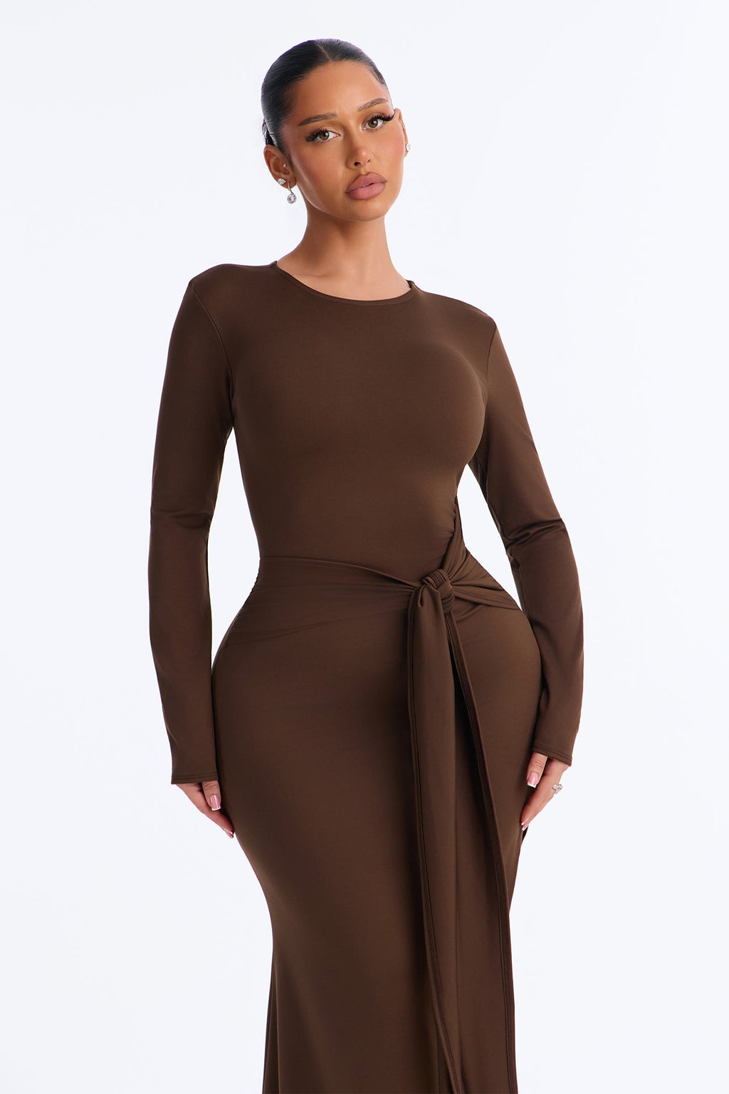 Raising Your Standards Asymmetrcial Maxi Dress - Chocolate
