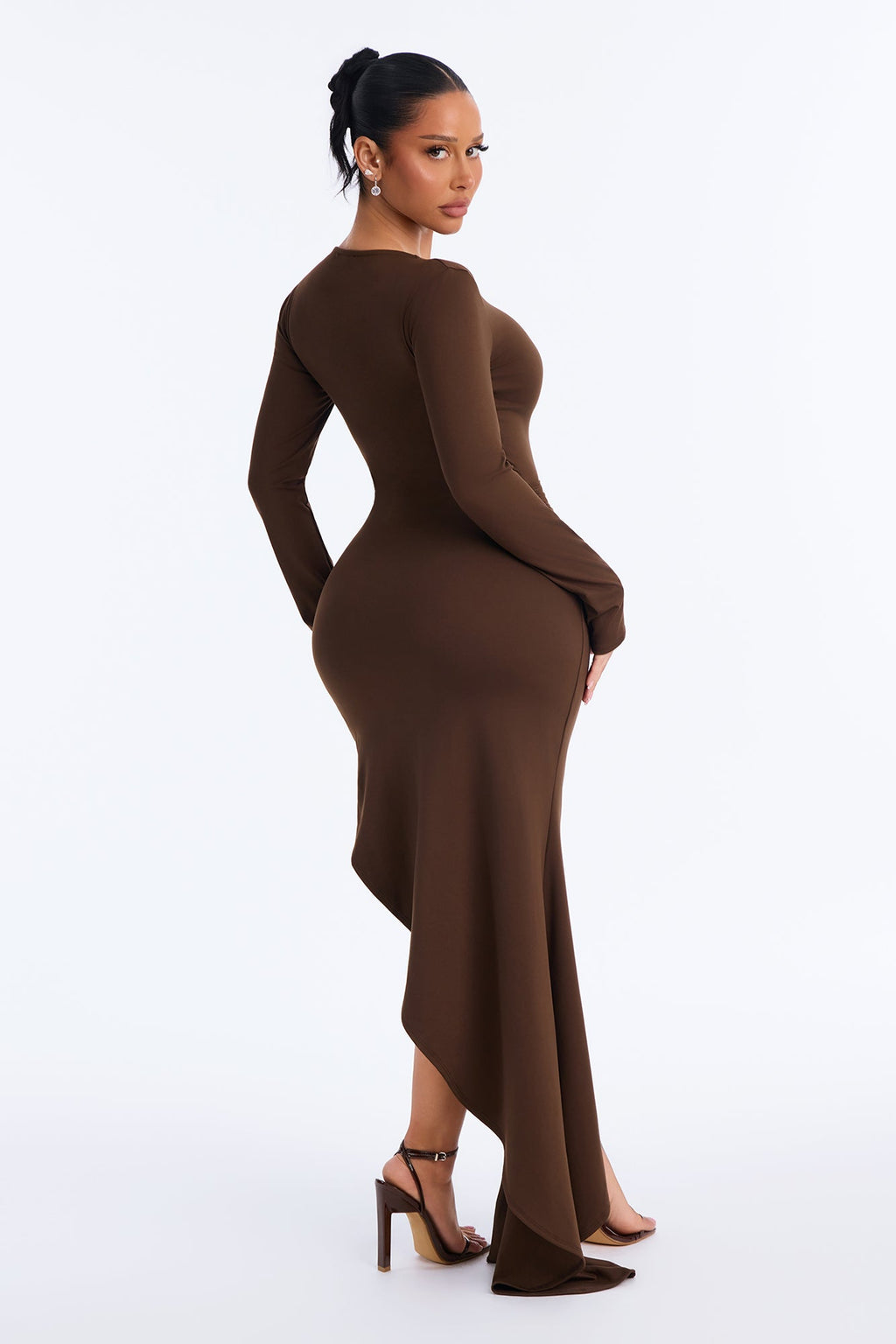 Raising Your Standards Asymmetrcial Maxi Dress - Chocolate