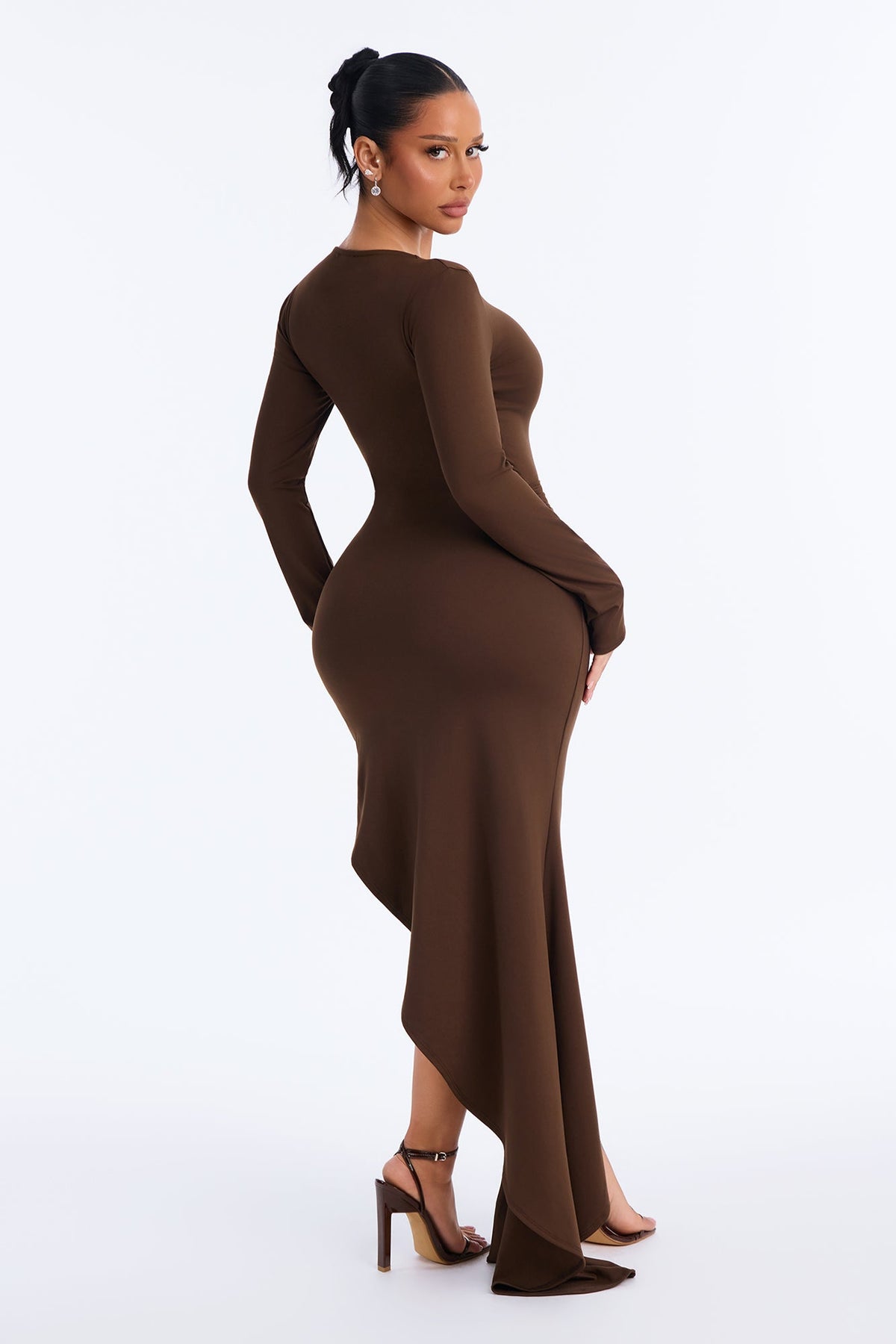 Raising Your Standards Asymmetrcial Maxi Dress - Chocolate