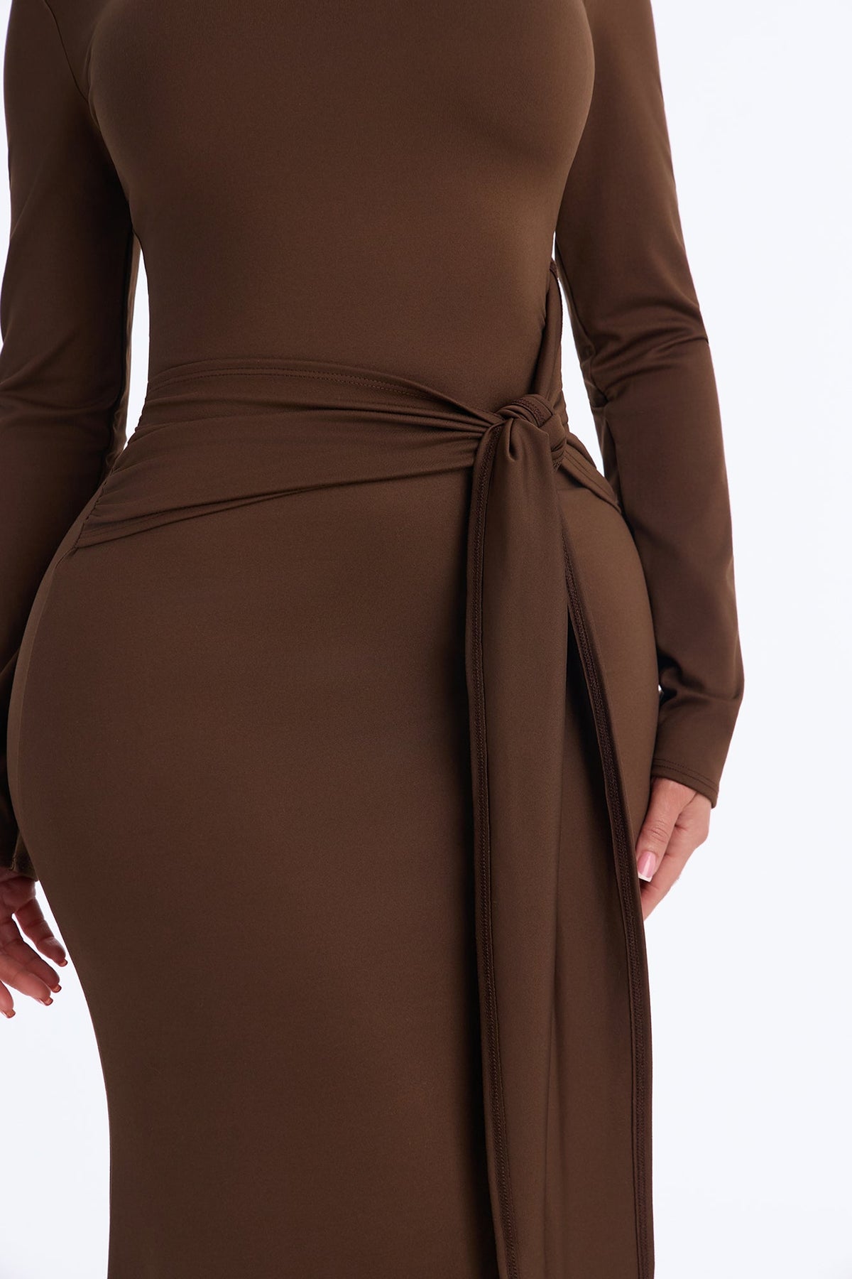 Raising Your Standards Asymmetrcial Maxi Dress - Chocolate