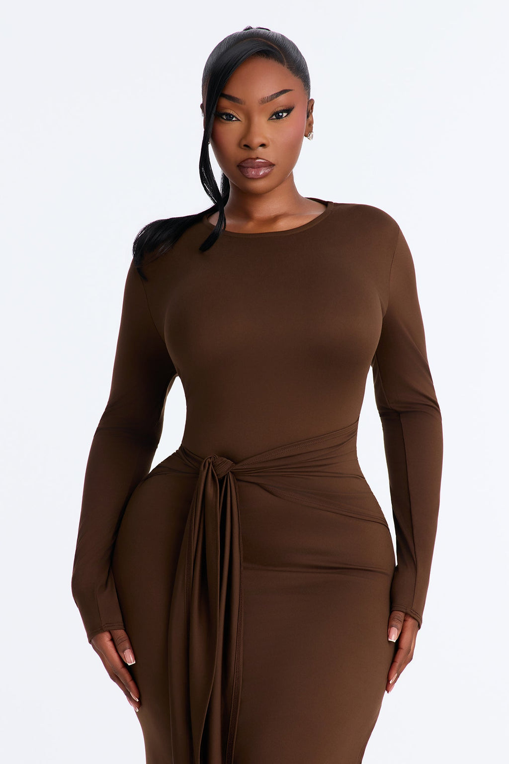 Raising Your Standards Asymmetrcial Maxi Dress - Chocolate