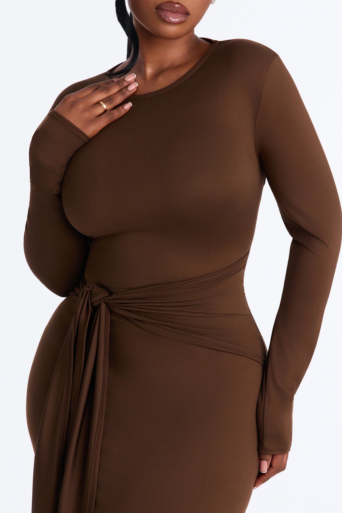 Raising Your Standards Asymmetrcial Maxi Dress - Chocolate
