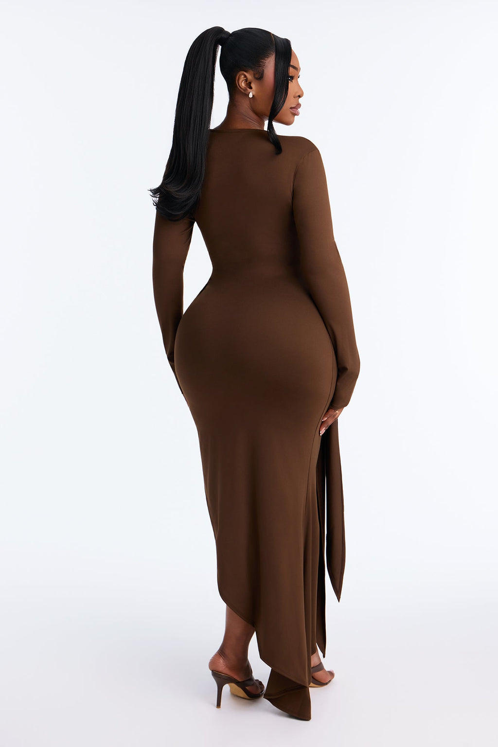 Raising Your Standards Asymmetrcial Maxi Dress - Chocolate