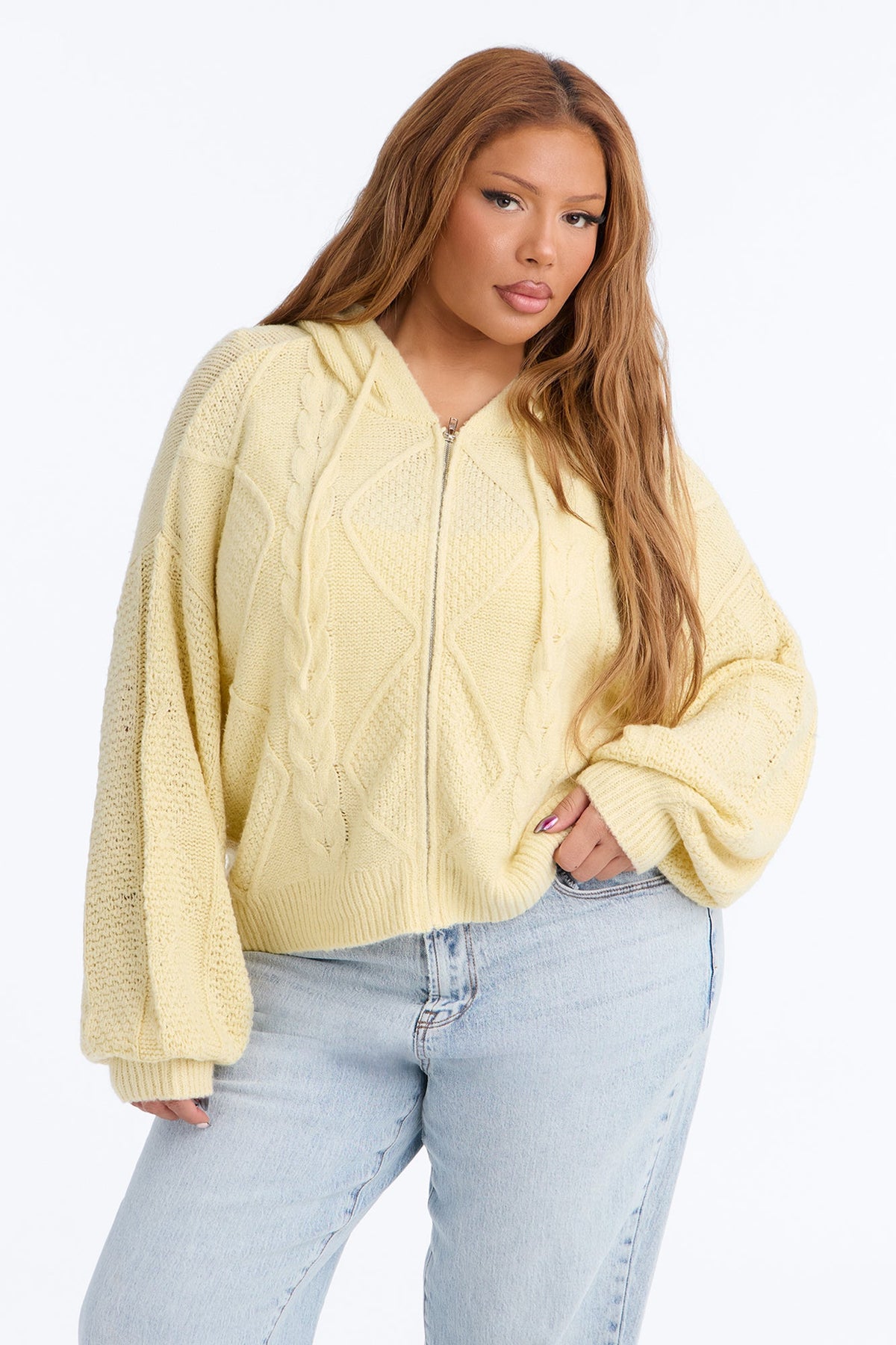 Ski Lodge Zip Up Sweater - Butter Yellow
