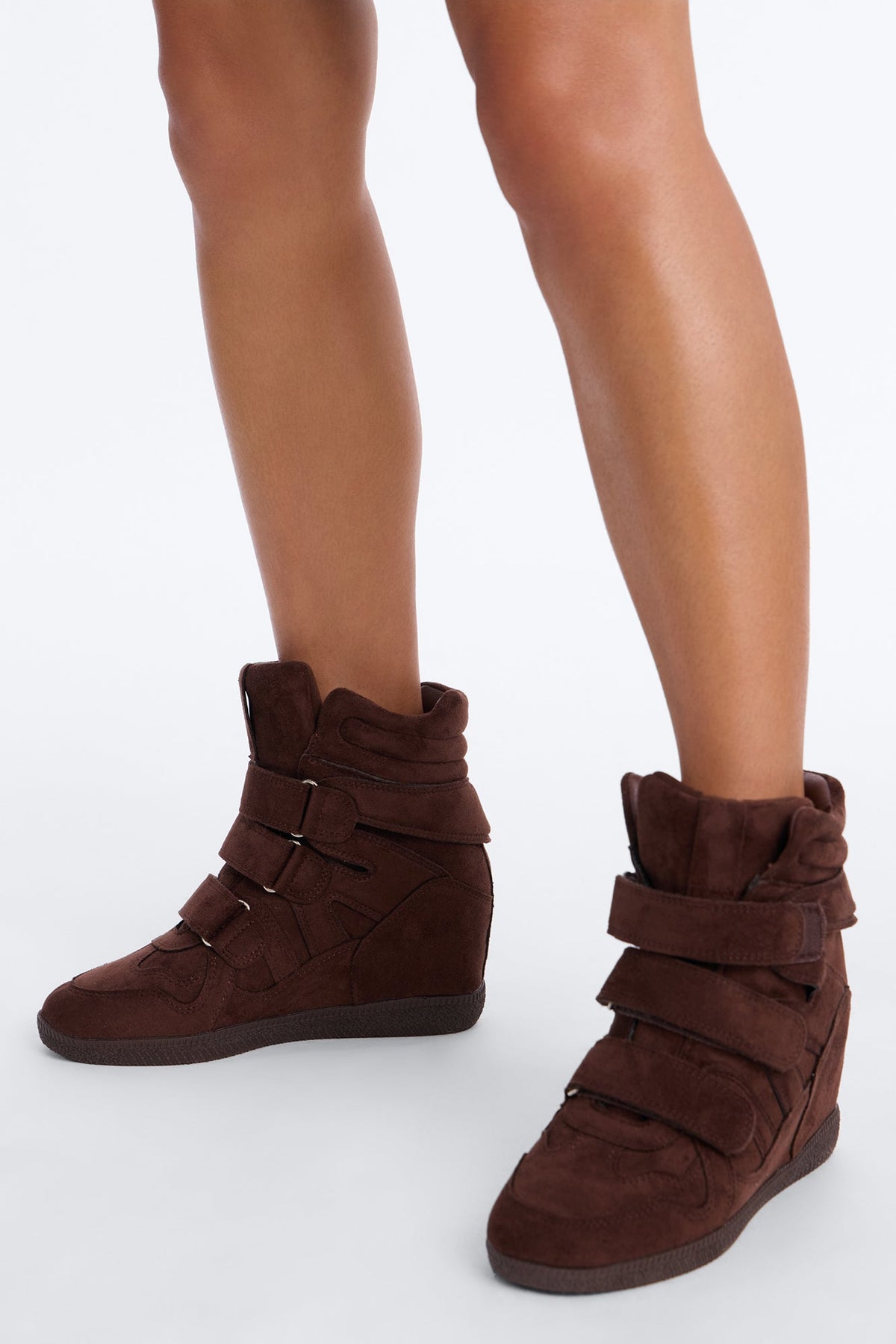 Watch and Learn Wedge Sneakers - Brown