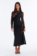 Bridgette Lace Trim Backless Midi Dress - Black