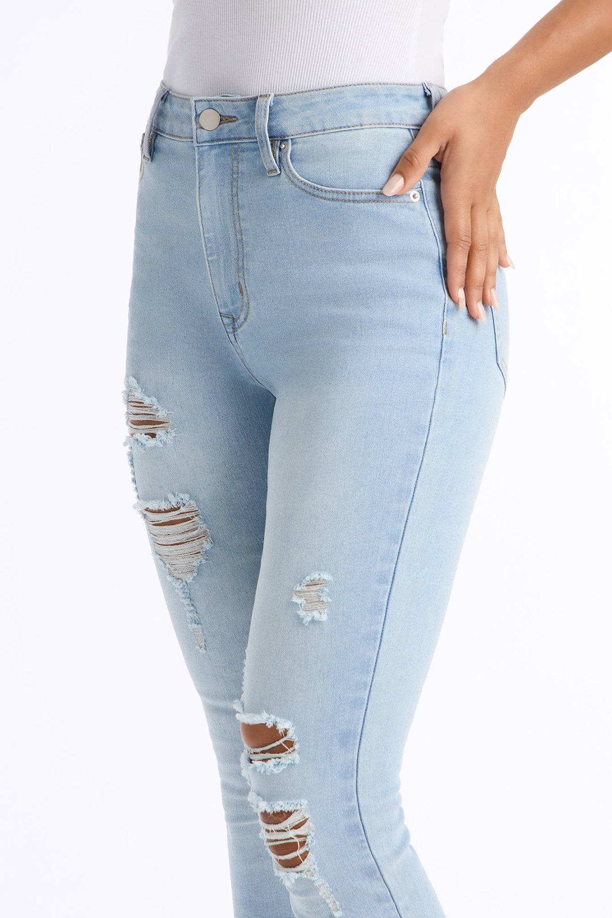 Tall Dakota Ripped High Rise Stretch Skinny Jeans - Light Wash