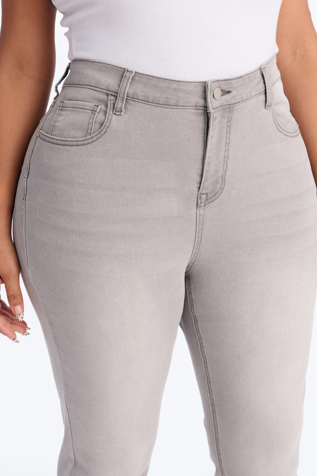 Vibe Check Curvy Stretch Skinny Jeans - Grey
