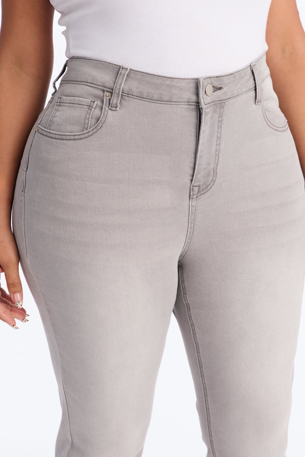 Vibe Check Curvy Stretch Skinny Jeans - Grey