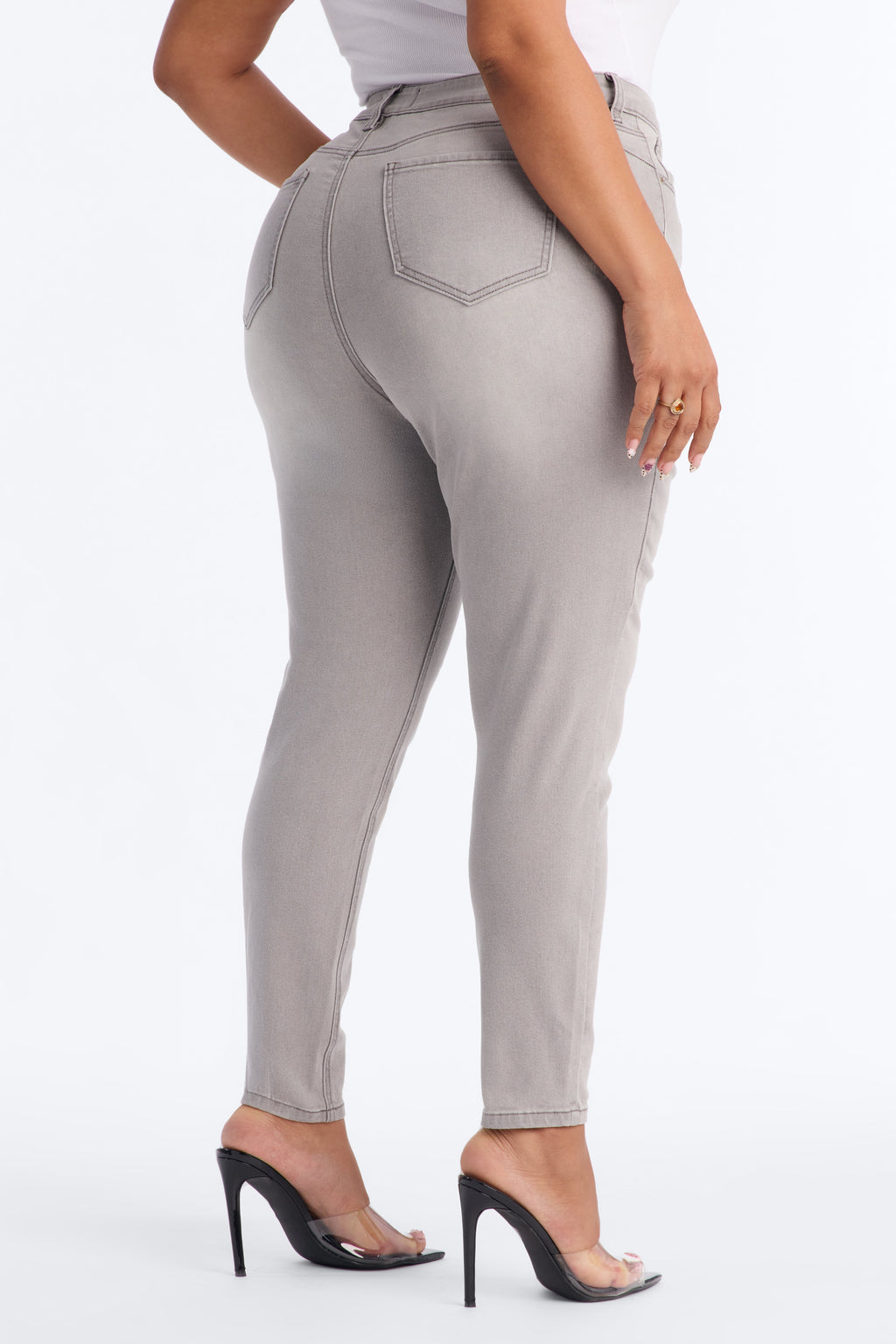 Vibe Check Curvy Stretch Skinny Jeans - Grey