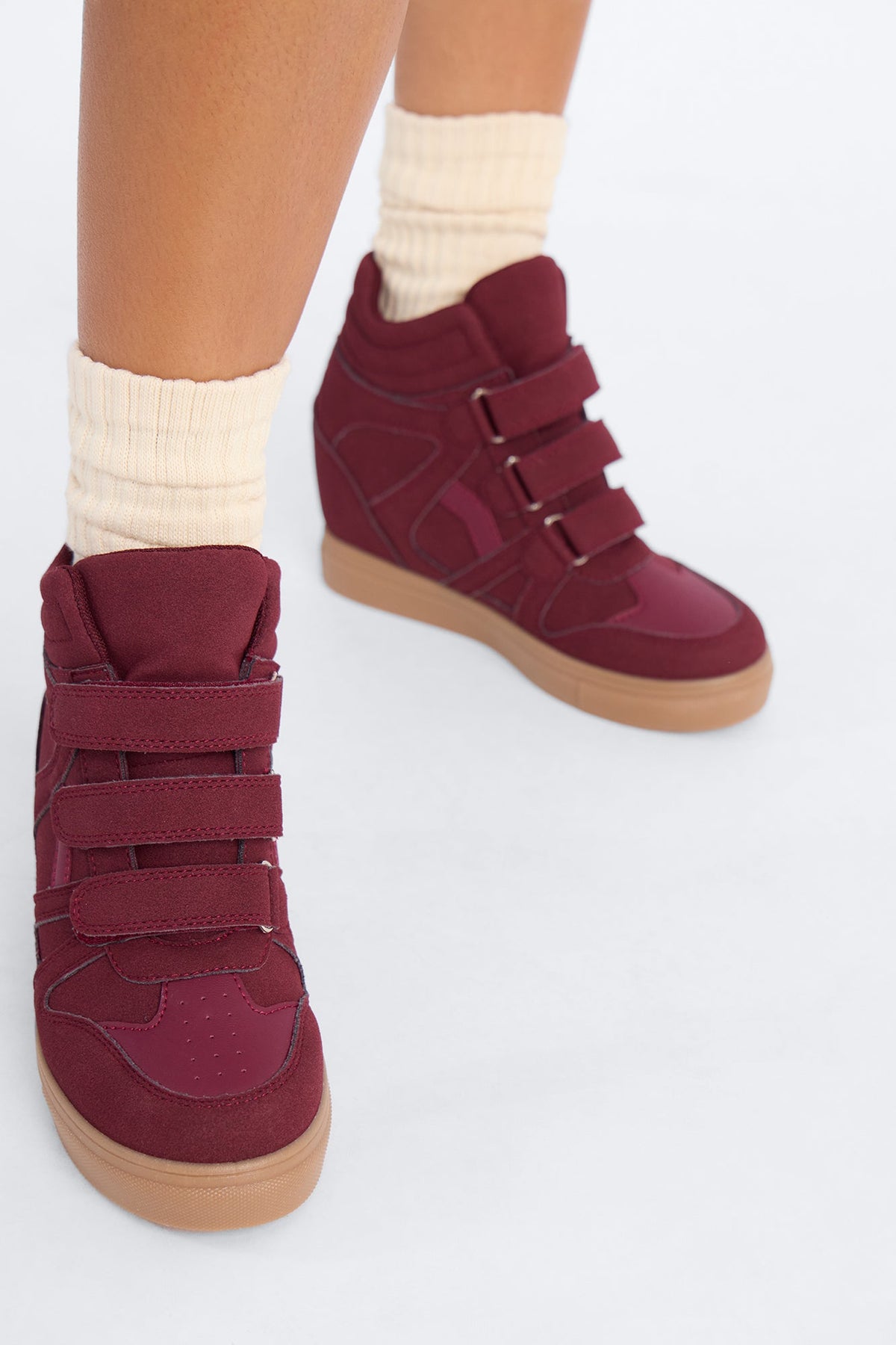 See What Happens Wedge Sneakers - Wine