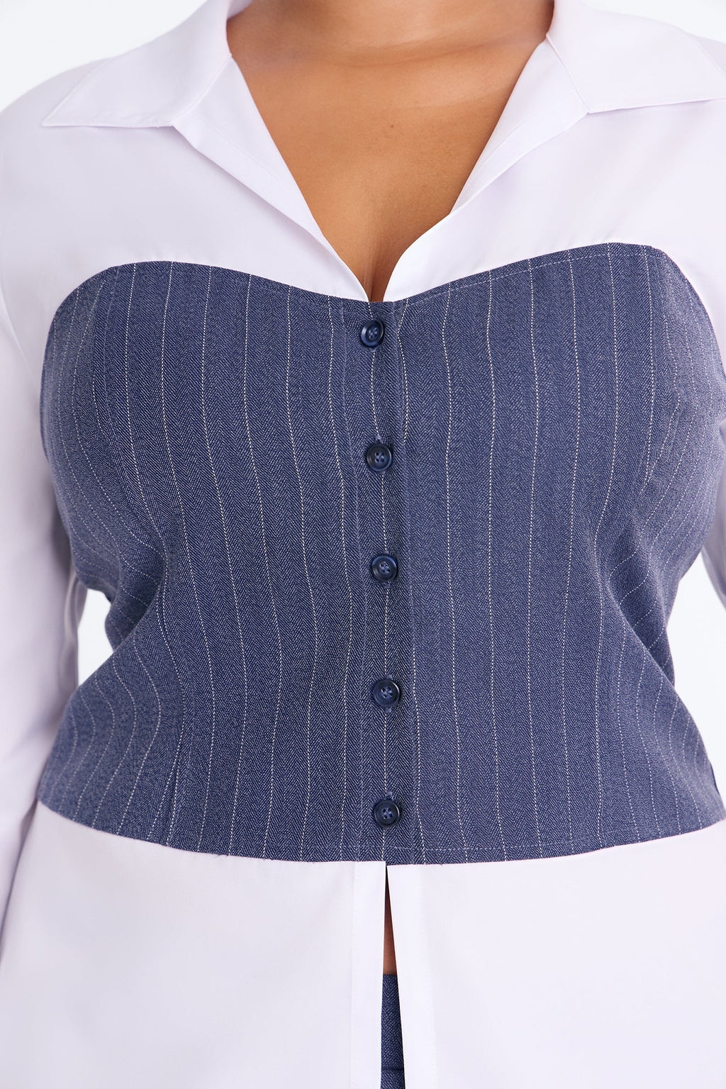 Work Mode Pinstripe Pant Set - Navy