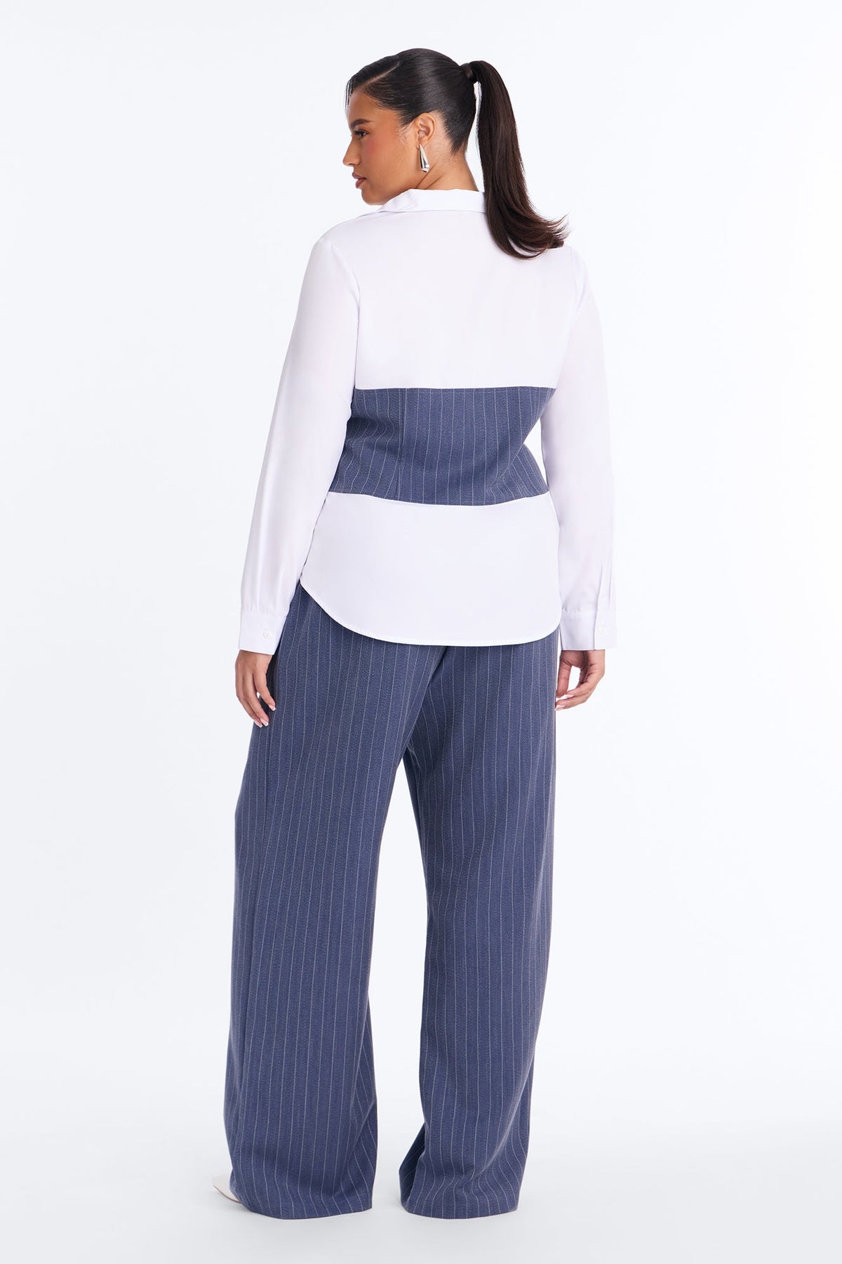 Work Mode Pinstripe Pant Set - Navy