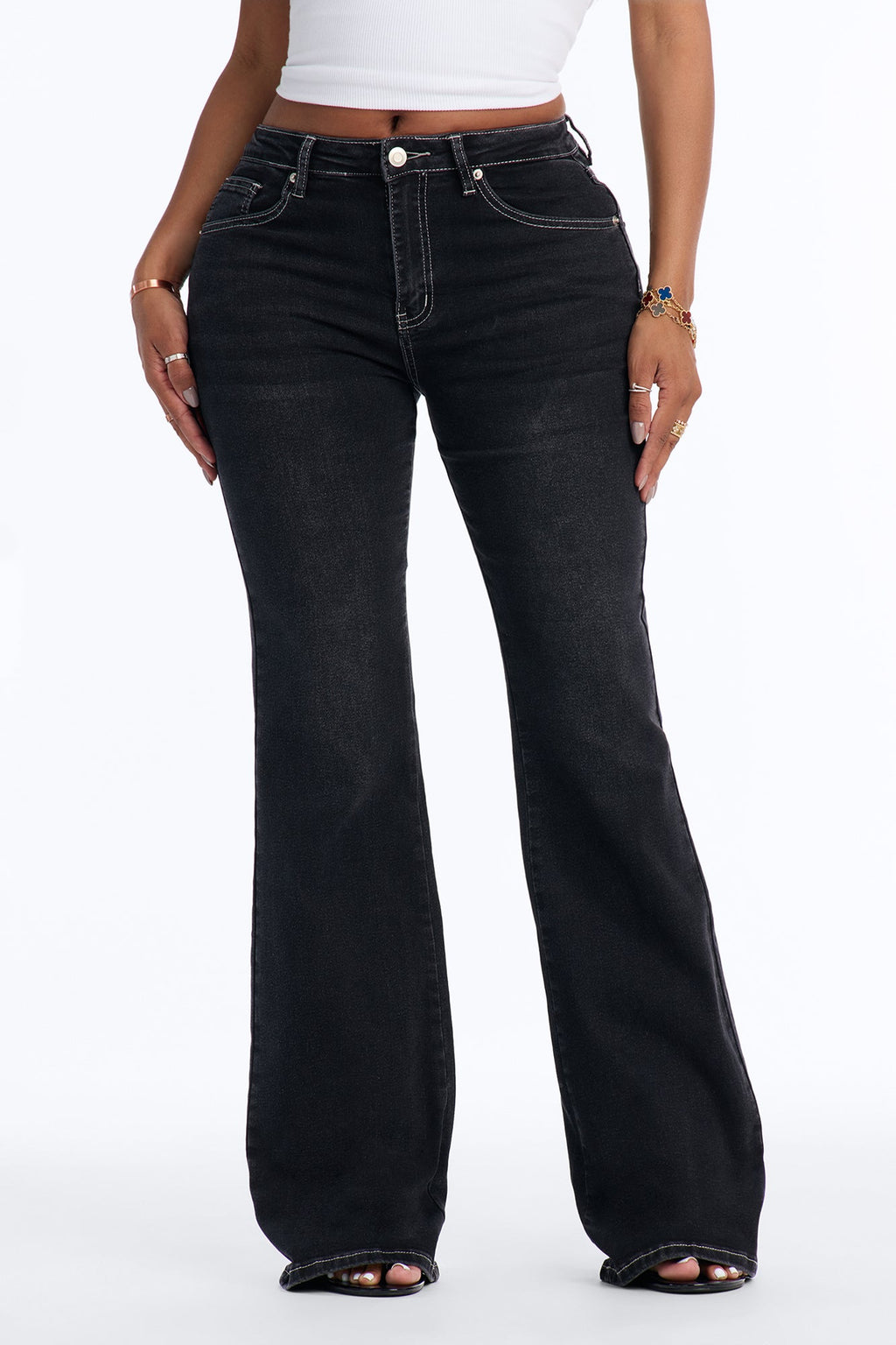 In Good Company Stretch Flare Jeans - Black Wash