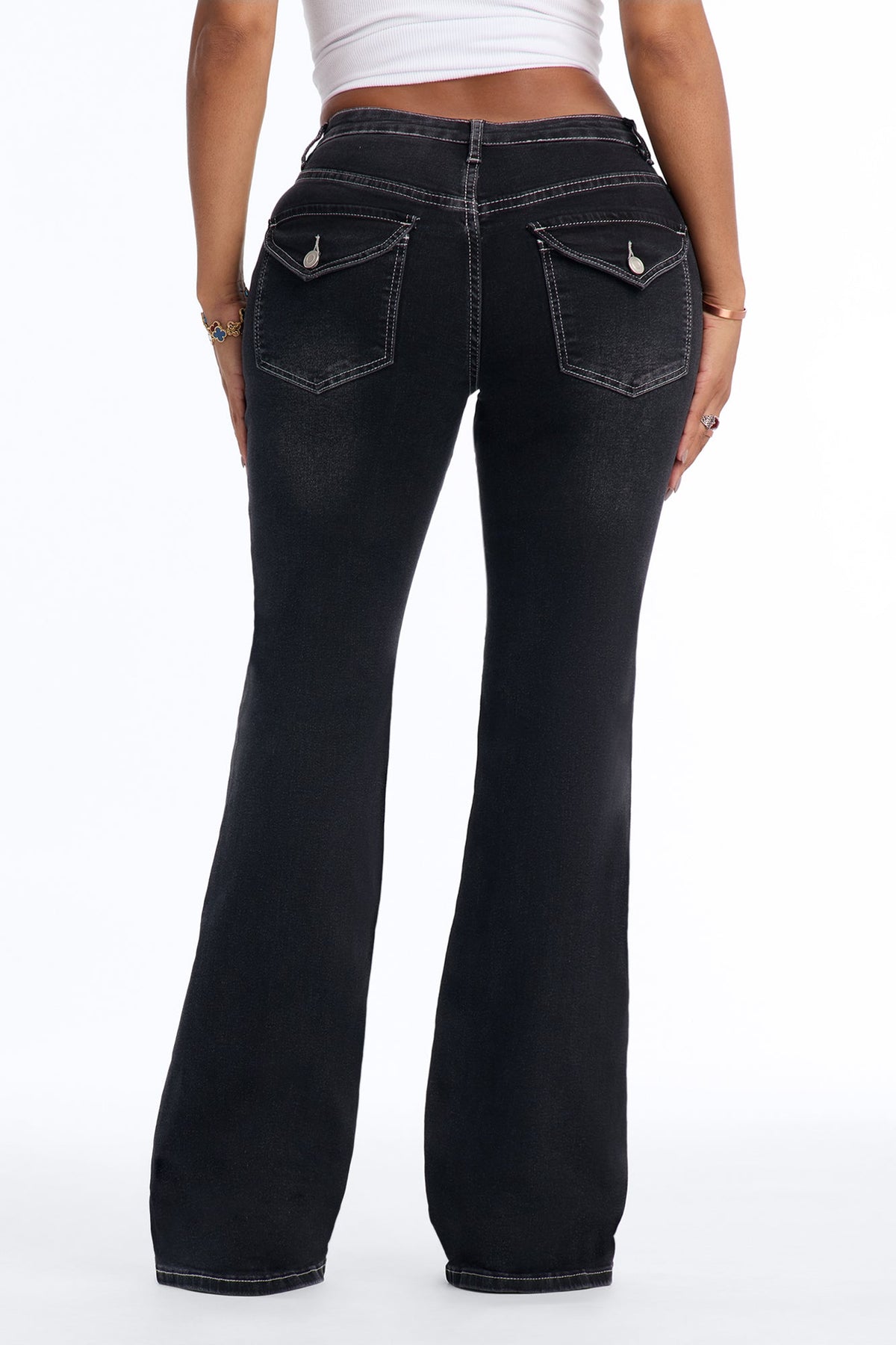 In Good Company Stretch Flare Jeans - Black Wash