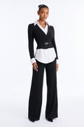 Off The Record Belted Pant Set - Black