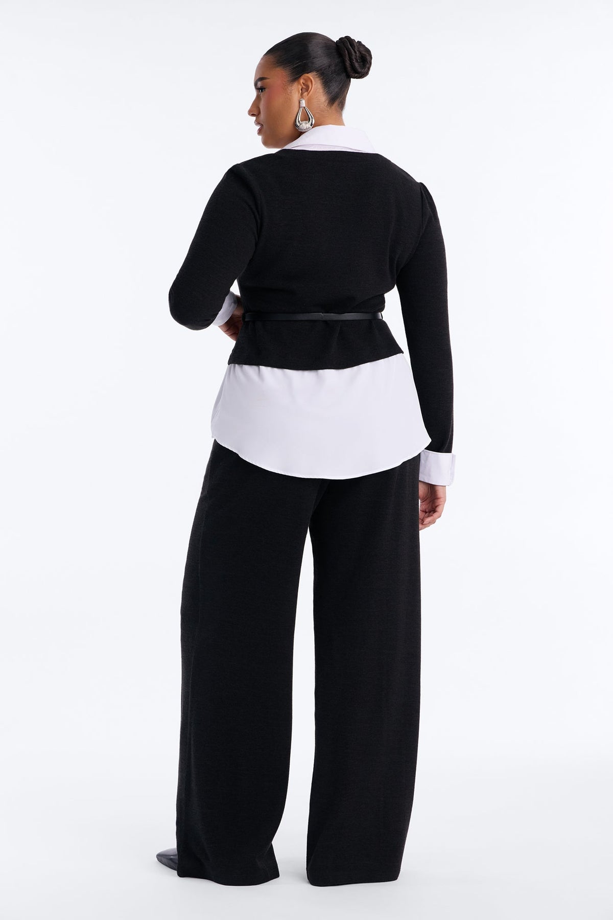 Off The Record Belted Pant Set - Black
