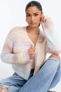 Sabriya Spacedye Cropped Cardigan - Blue/combo