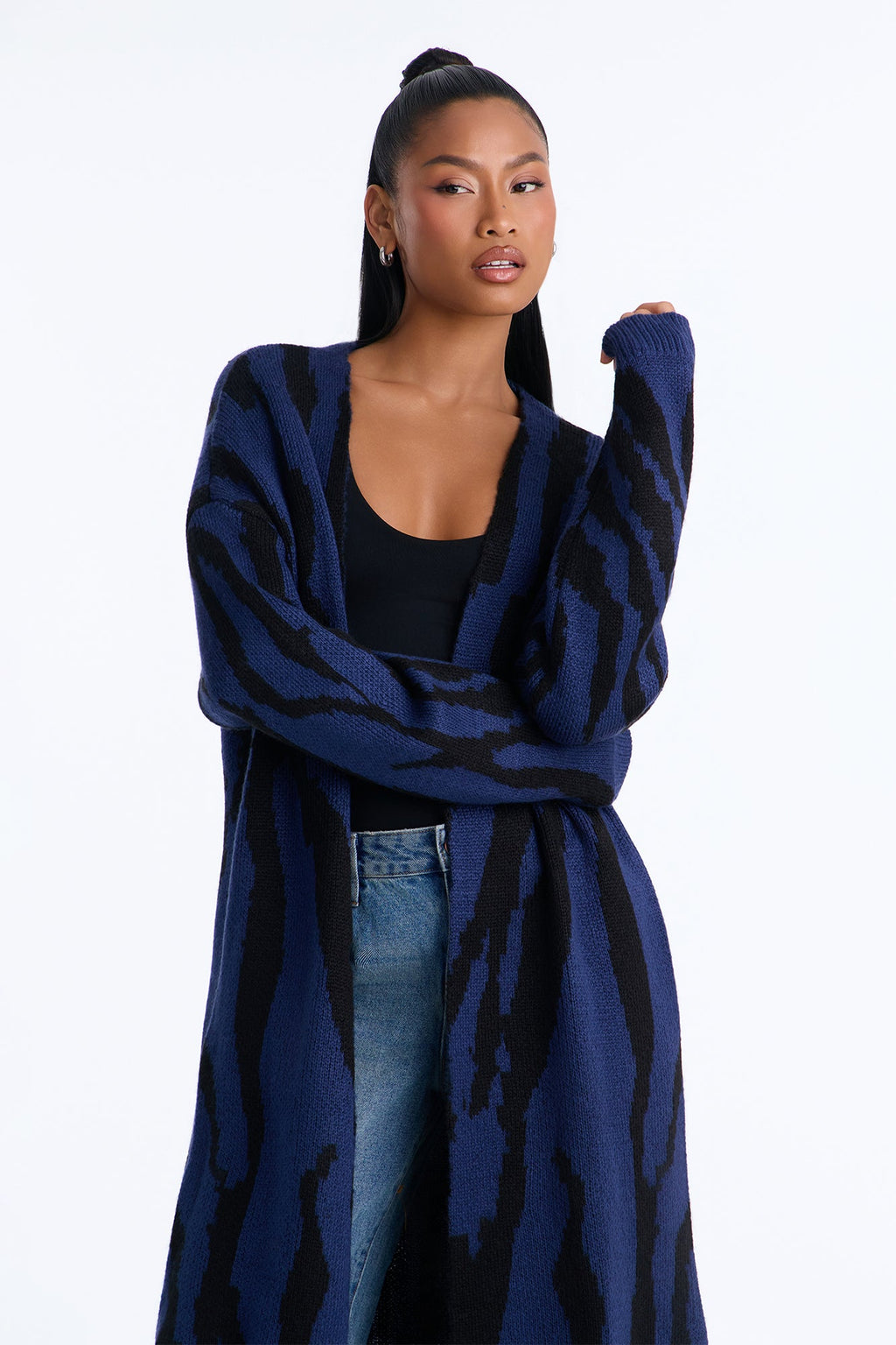 Dangerously Fierce Cardigan - Navy/combo