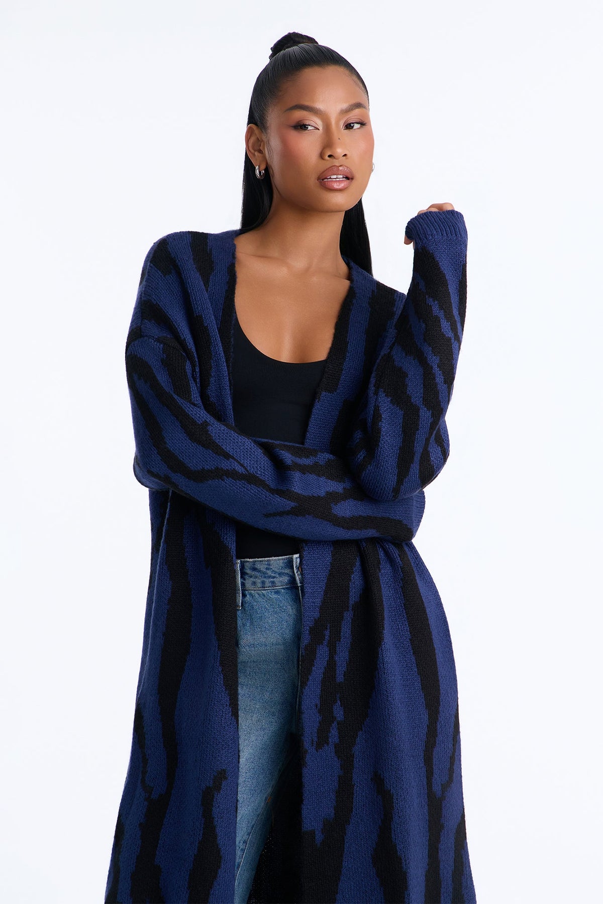 Dangerously Fierce Cardigan - Navy/combo