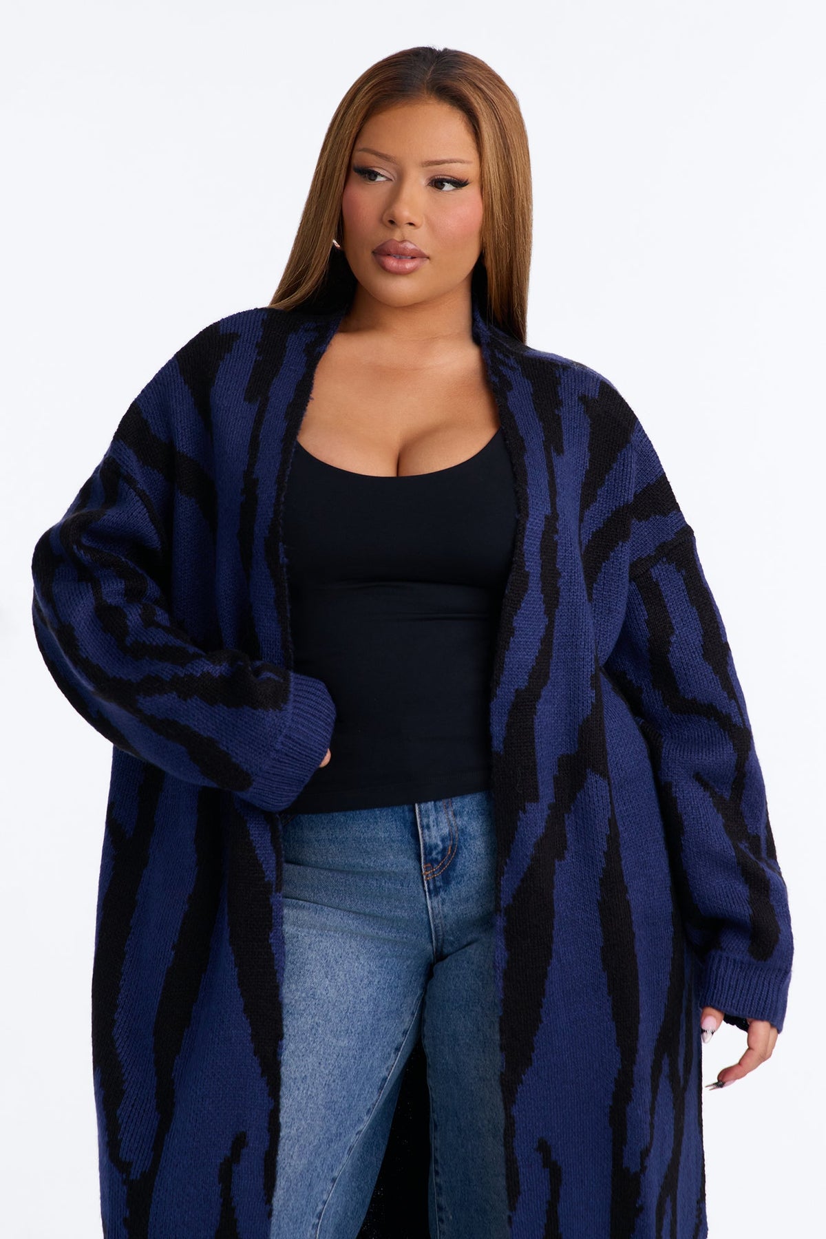 Dangerously Fierce Cardigan - Navy/combo