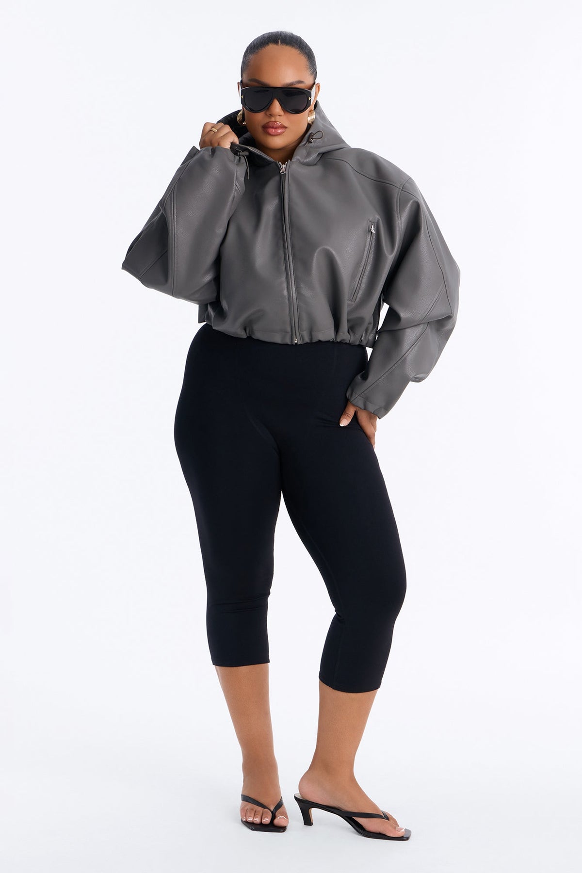 Young Mogul Faux Leather Jacket - Charcoal