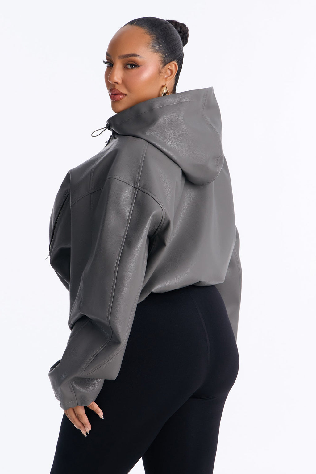 Young Mogul Faux Leather Jacket - Charcoal
