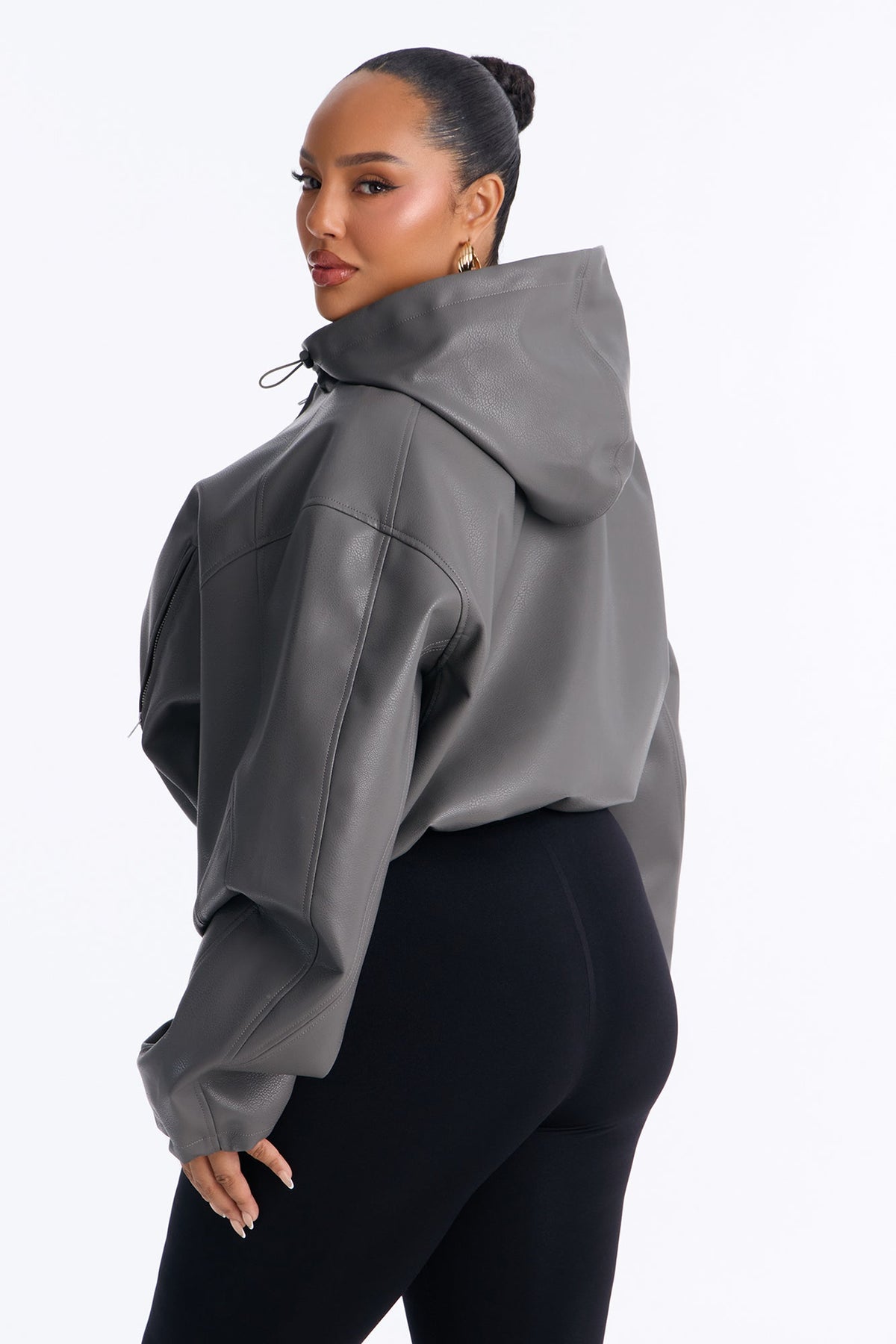 Young Mogul Faux Leather Jacket - Charcoal