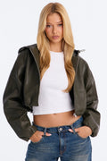 Young Mogul Faux Leather Jacket - Olive
