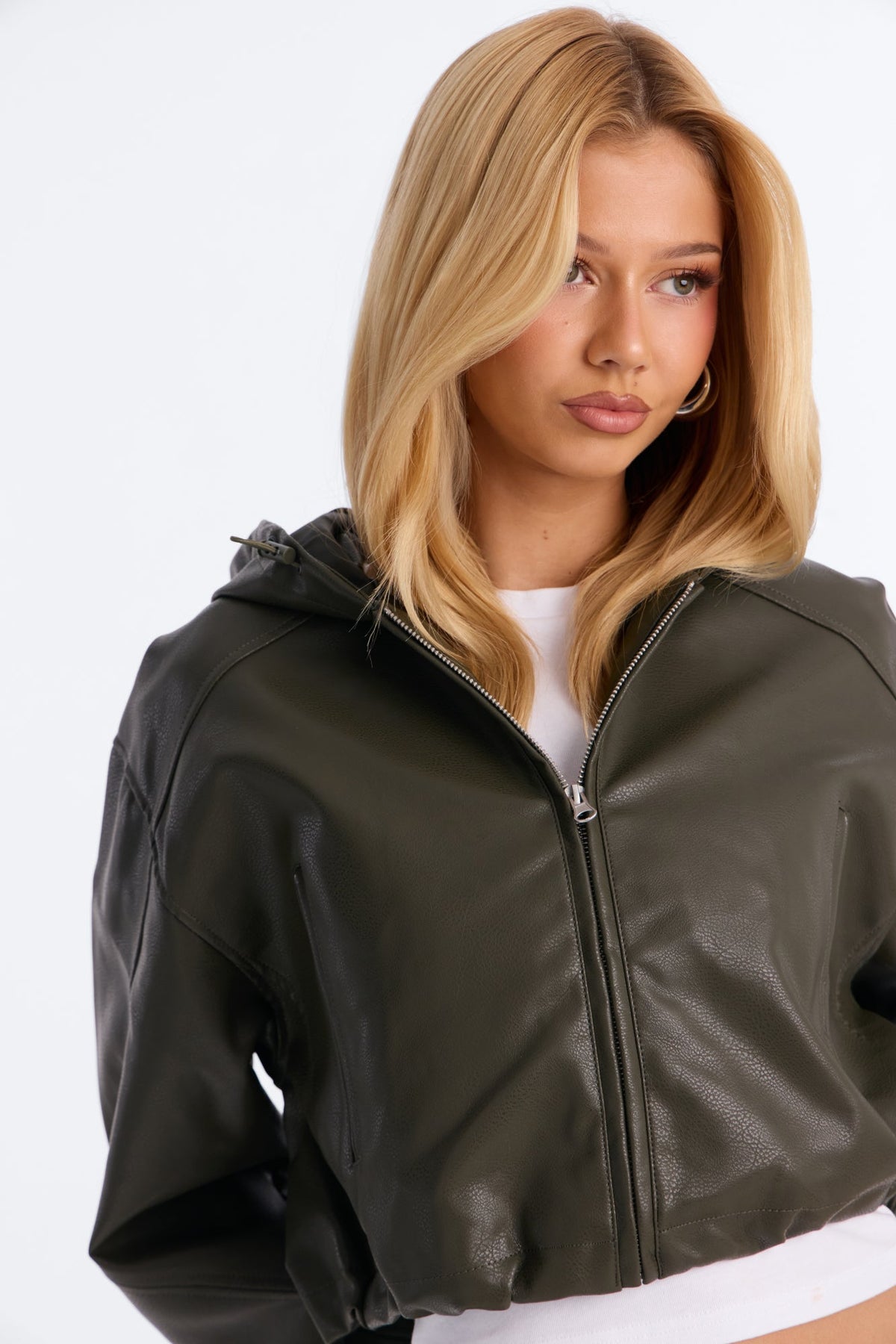 Young Mogul Faux Leather Jacket - Olive