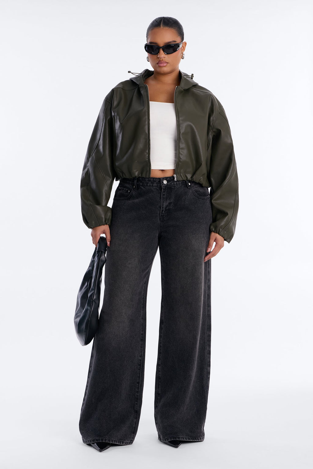 Young Mogul Faux Leather Jacket - Olive