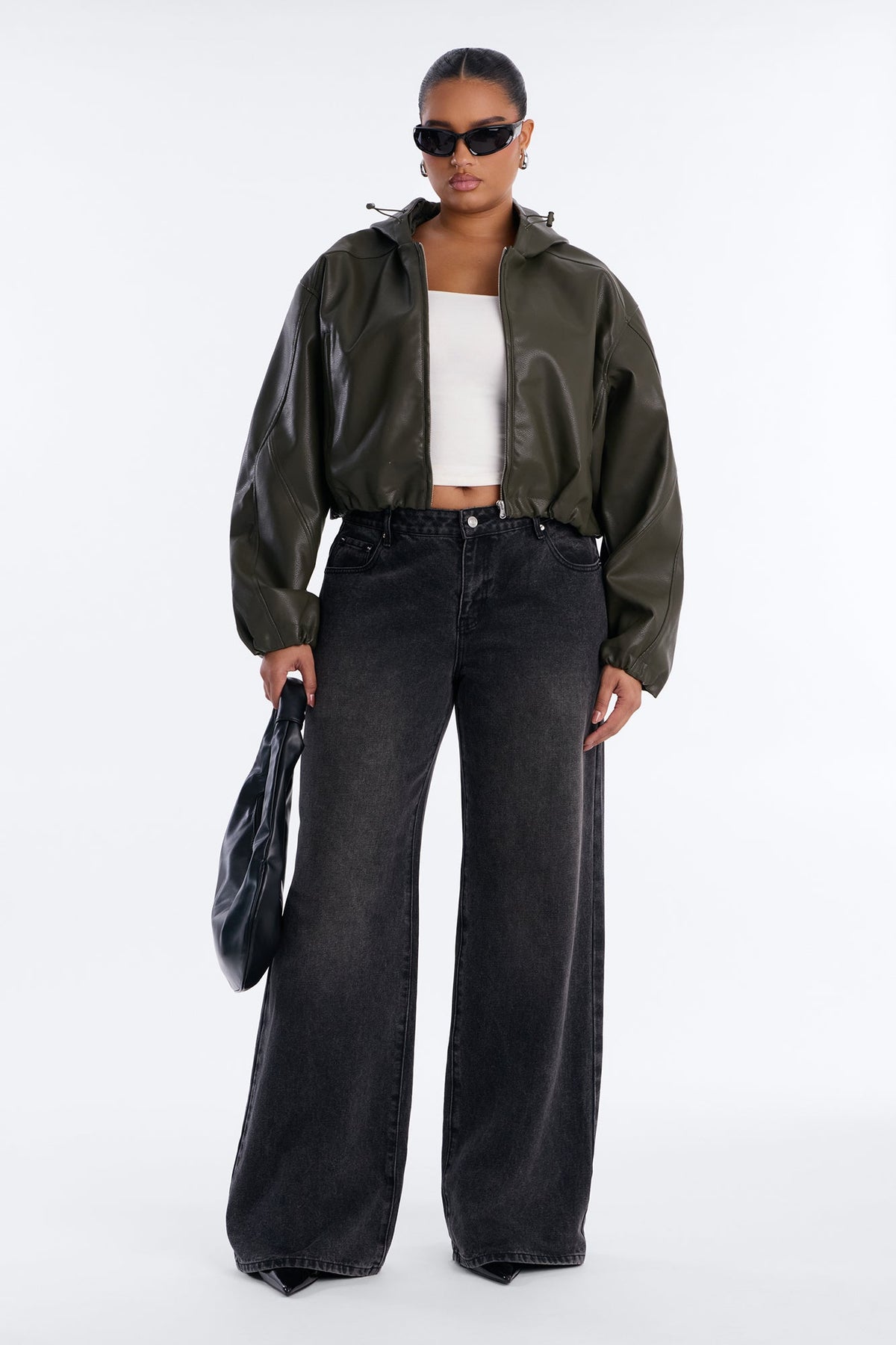 Young Mogul Faux Leather Jacket - Olive