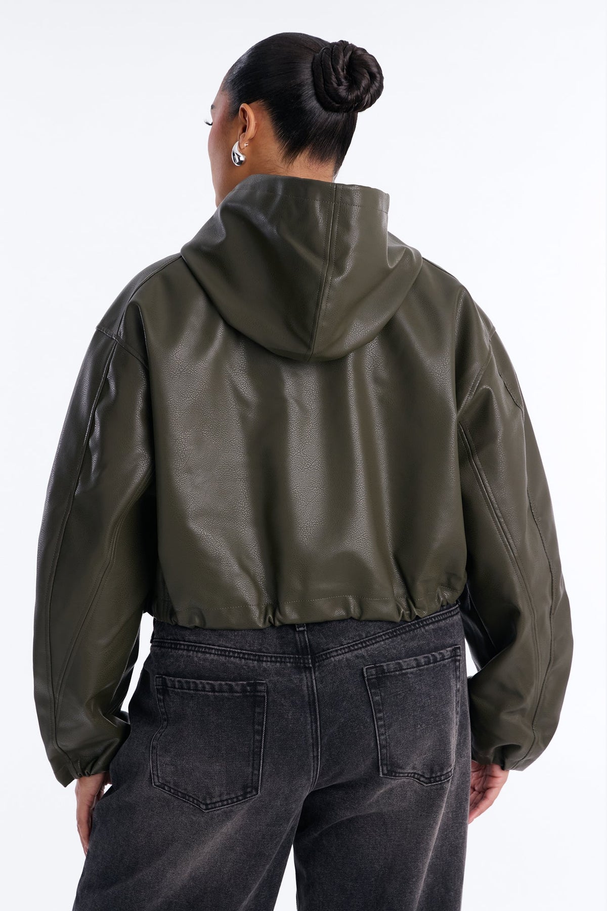 Young Mogul Faux Leather Jacket - Olive
