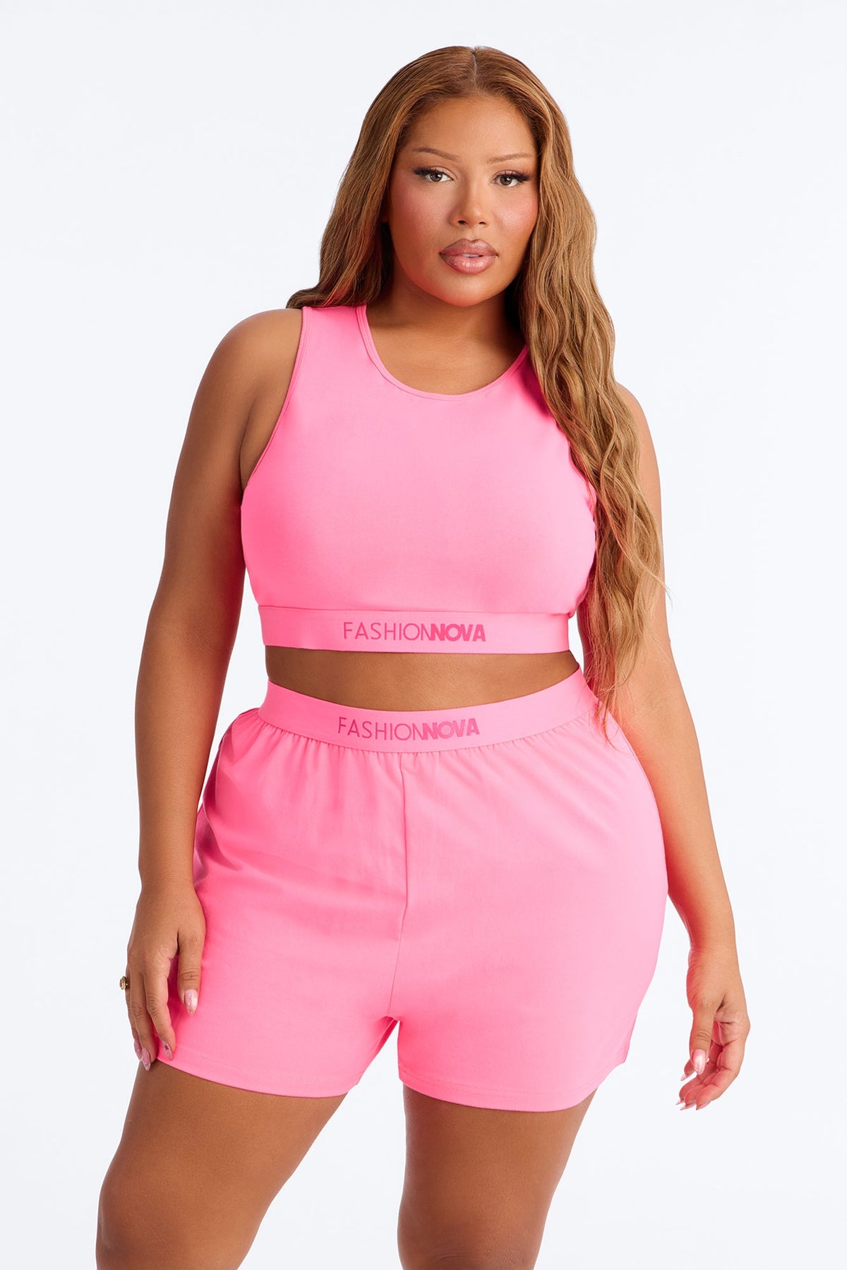 FN Mood High Neck Cotton Bra - Hot Pink