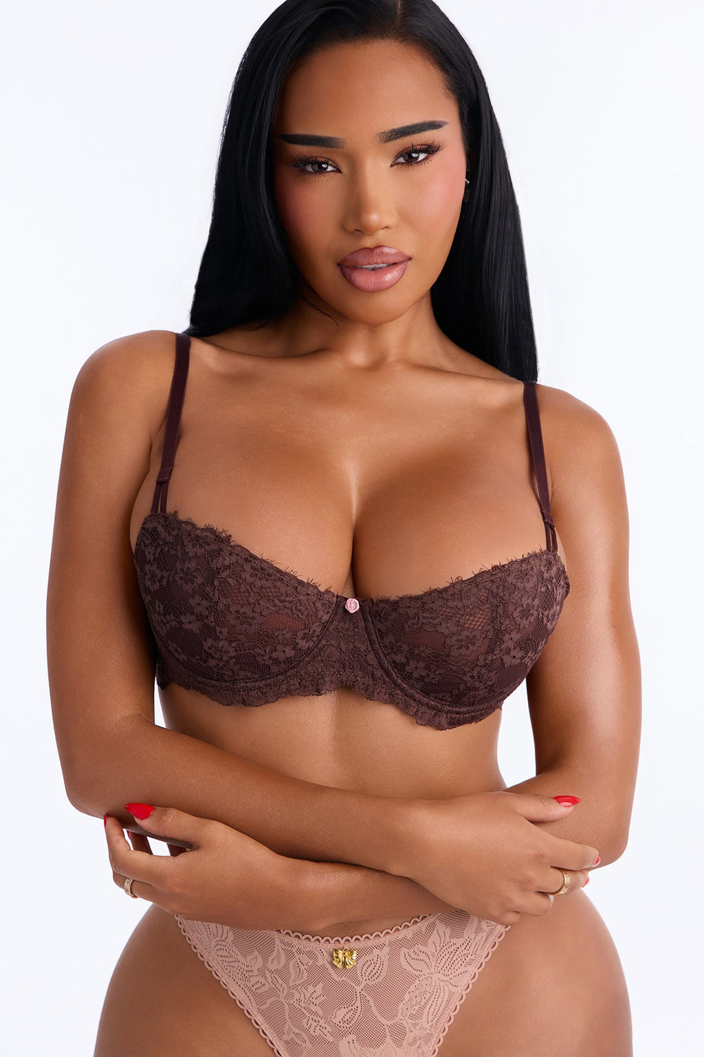 Nova Lace Unlined Balconette Bra - Chocolate