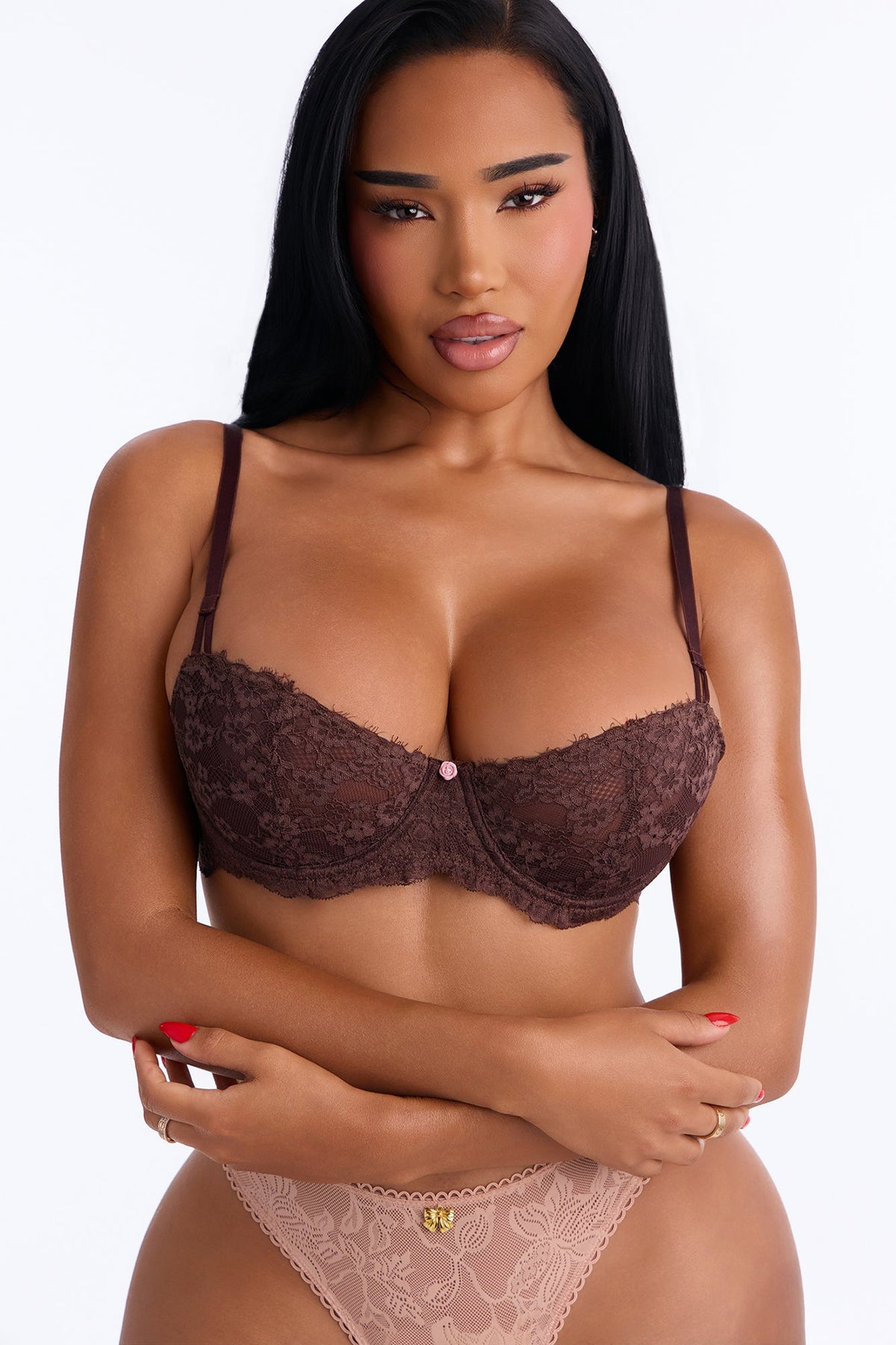 Nova Lace Unlined Balconette Bra - Chocolate
